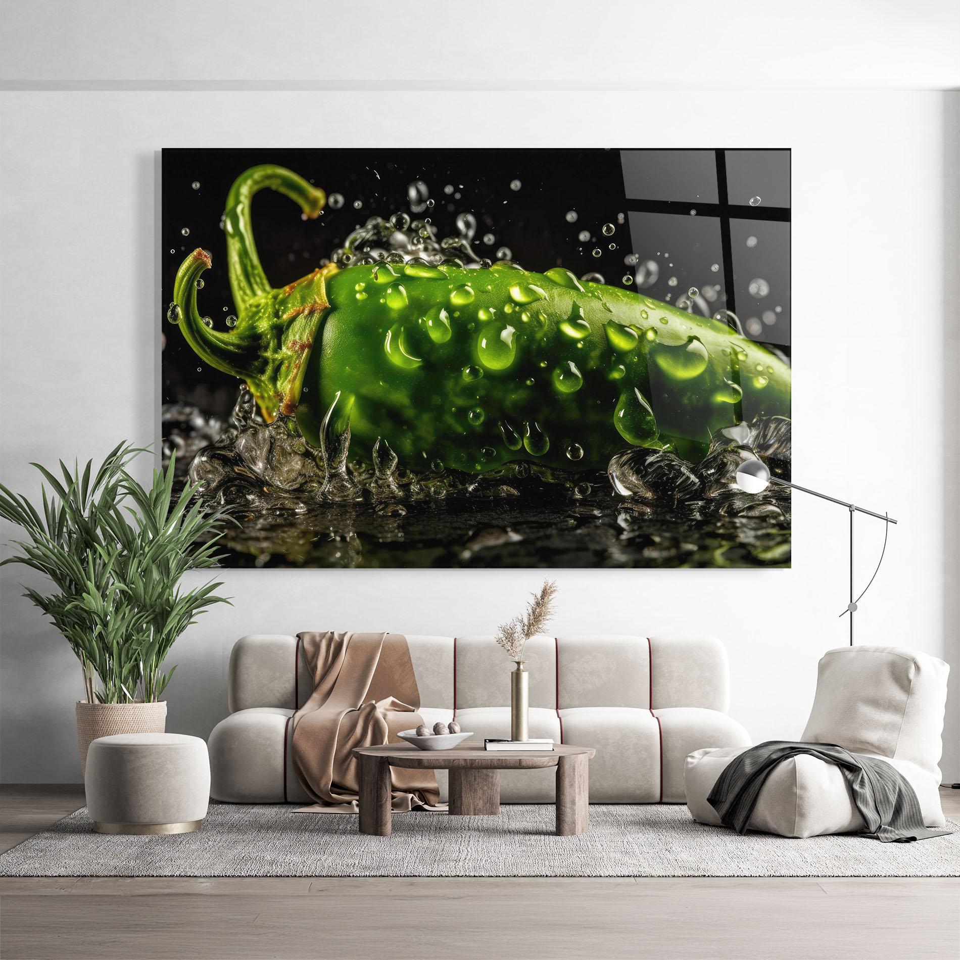 Glasbild Chili Splash mockup 9