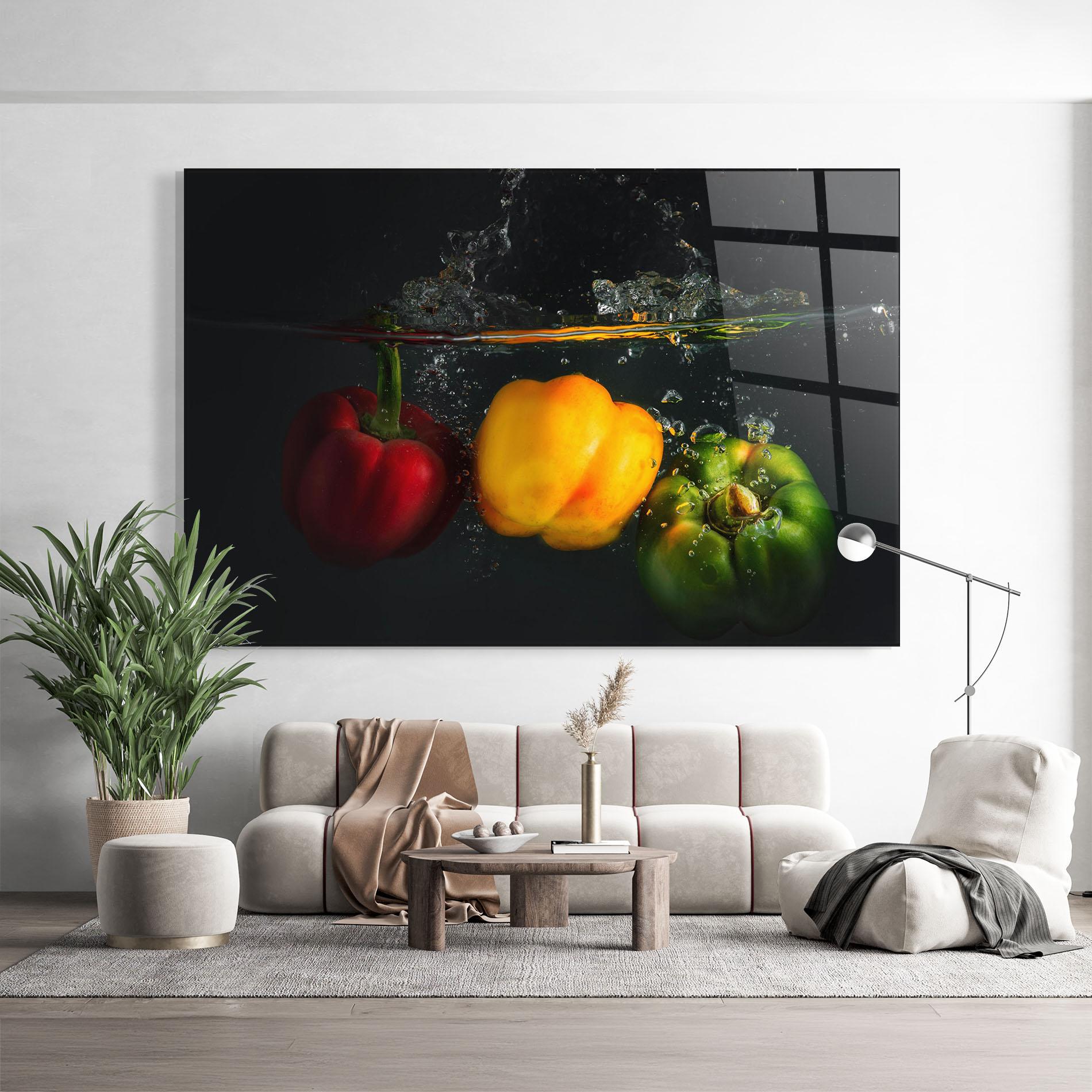 Glasbild Cool Bellpepper Splash mockup 9