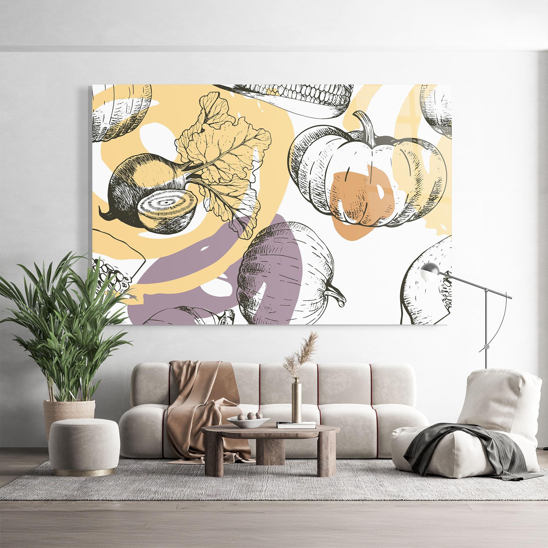 Glasbild Cream Vegetables Art mockup 9