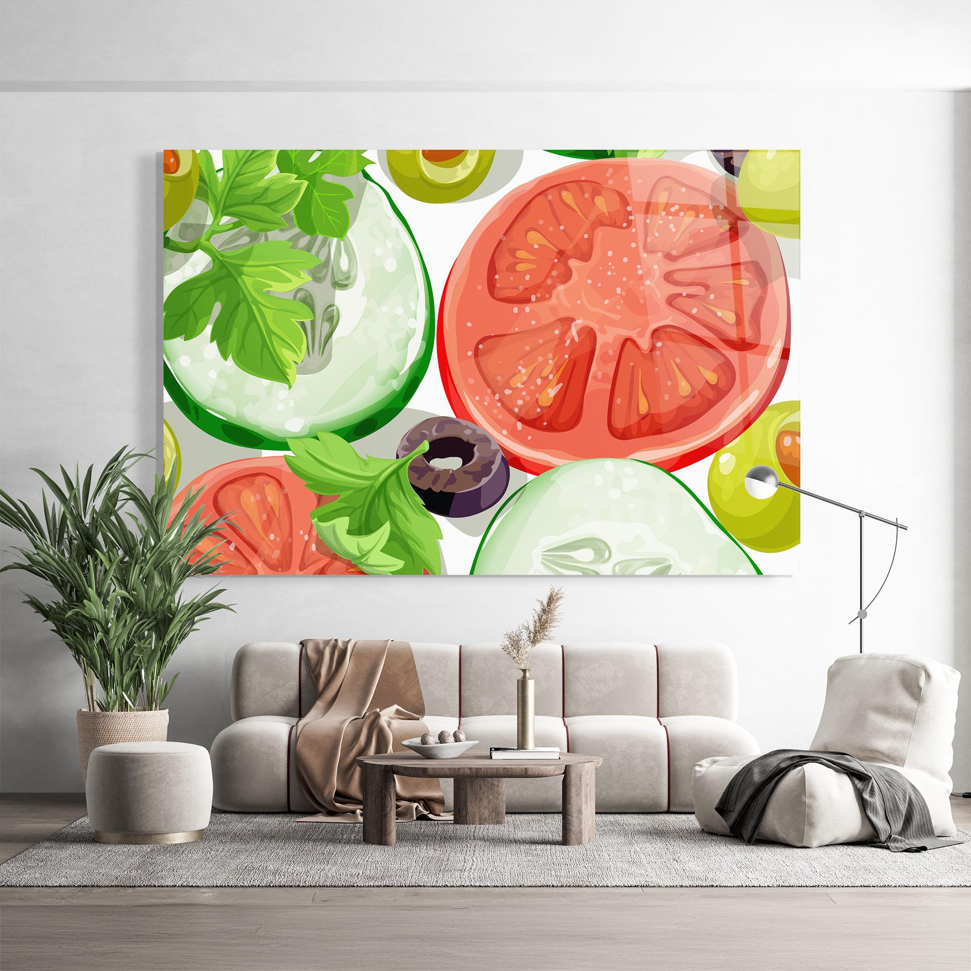 Glasbild Cucumber Tomatoes mockup 9