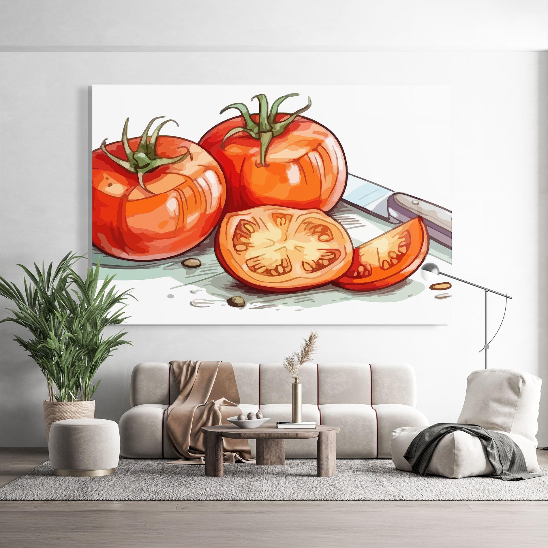Glasbild Drawing Tomato Art mockup 9