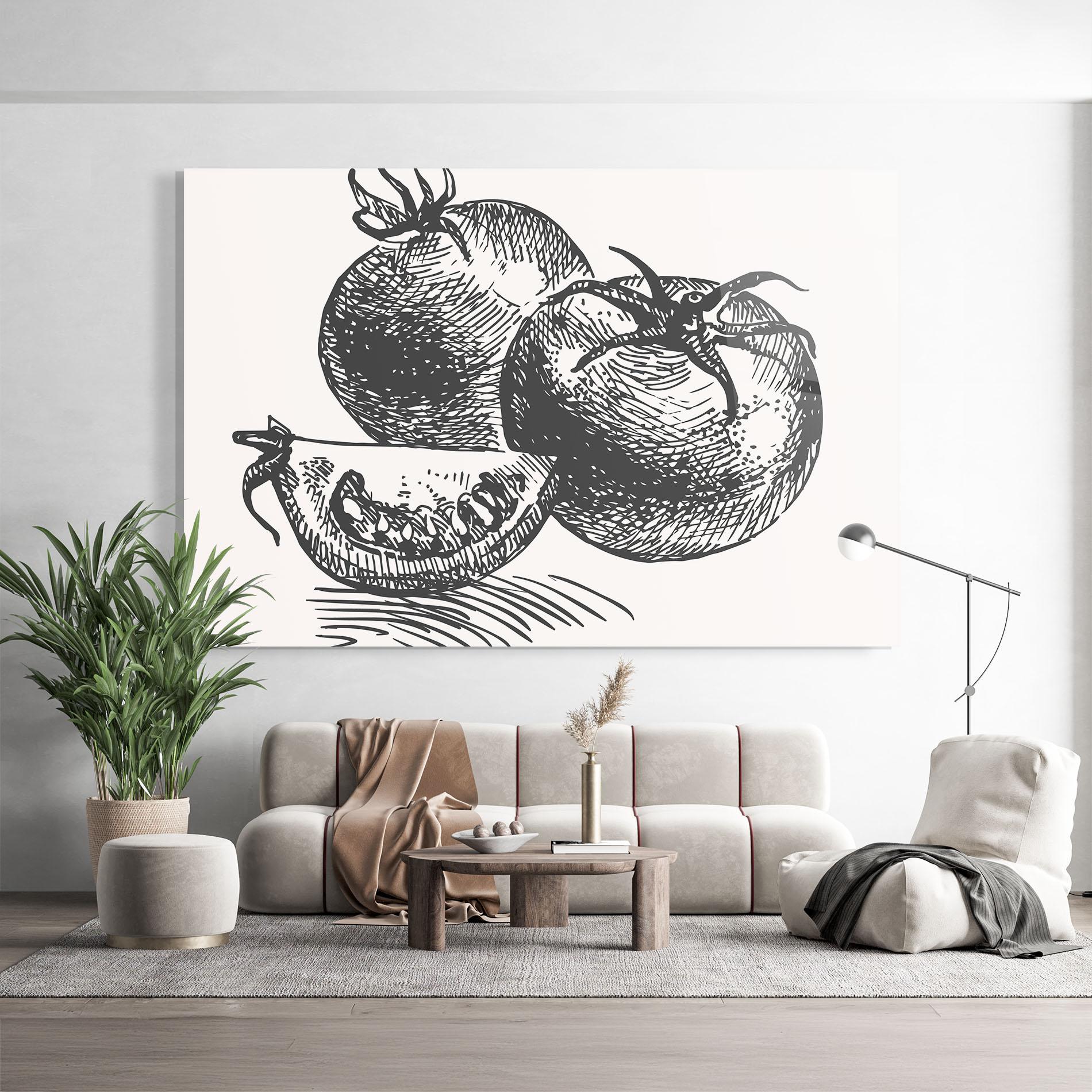 Glasbild Grey Line Tomato mockup 9
