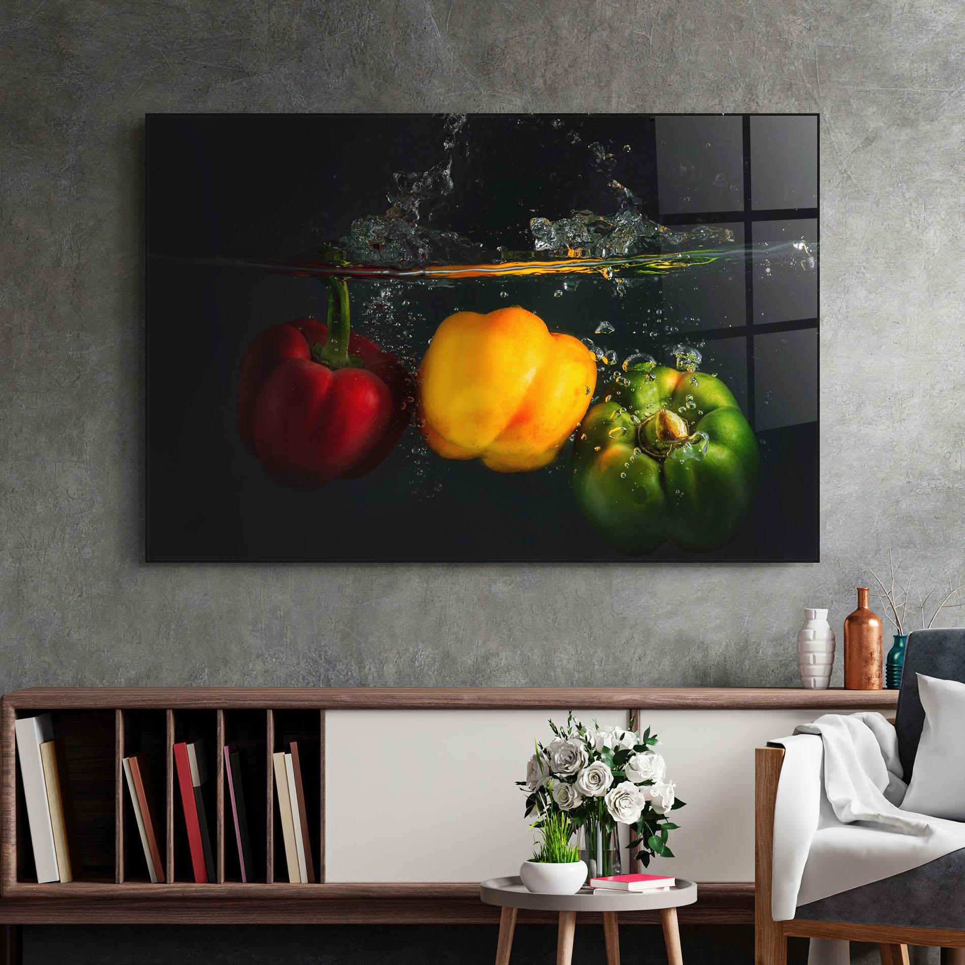Glasbild Cool Bellpepper Splash mockup 2