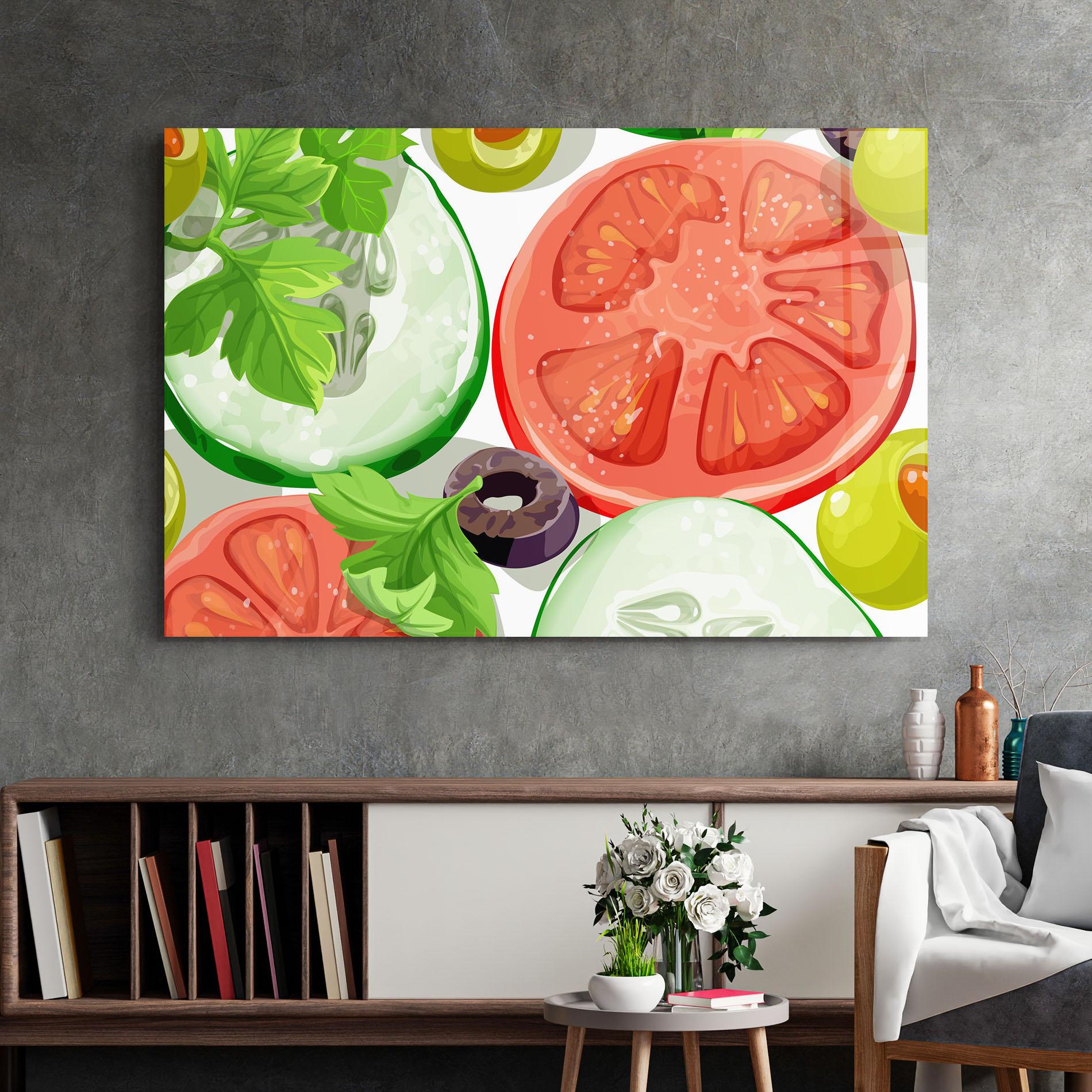 Glasbild Cucumber Tomatoes mockup 2
