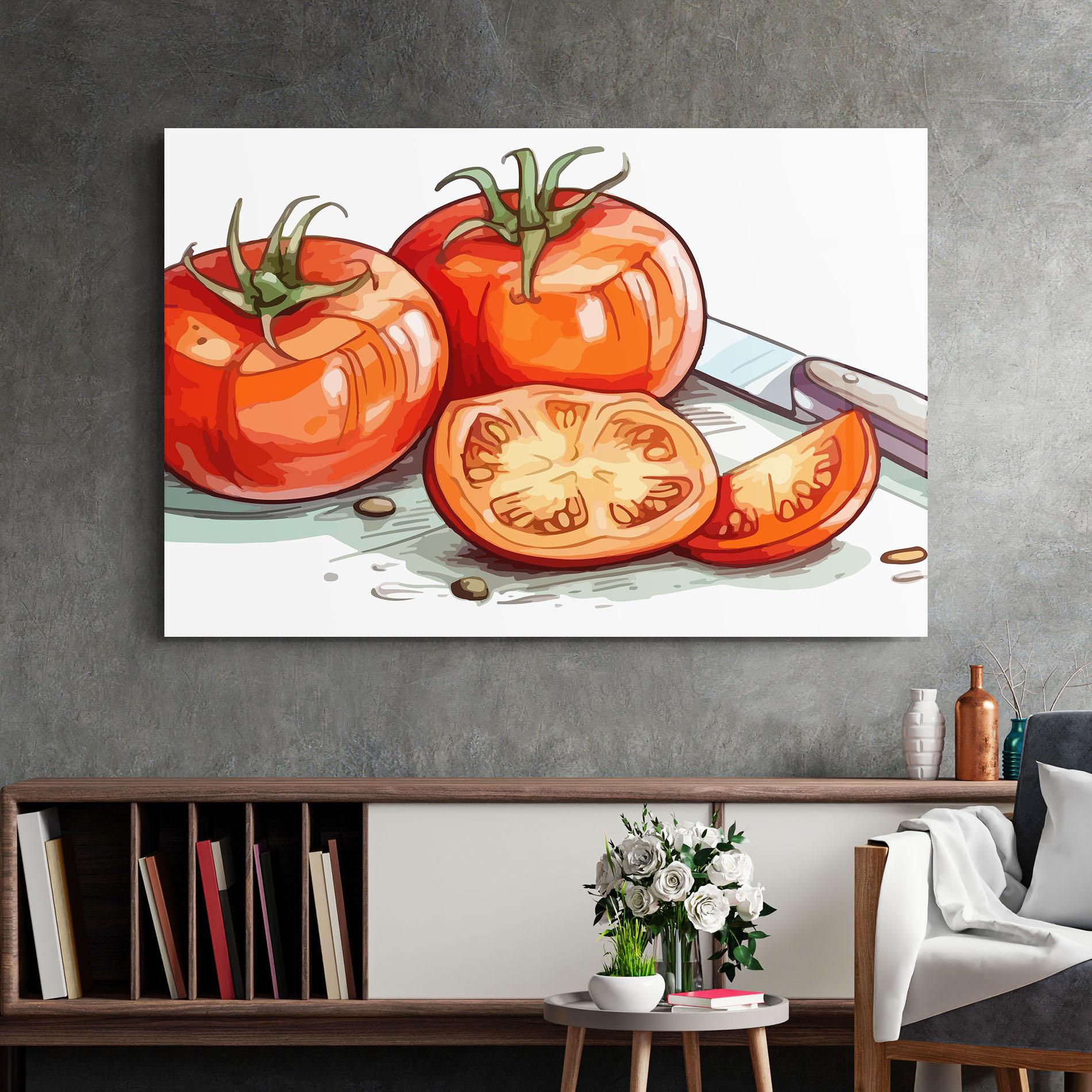 Glasbild Drawing Tomato Art mockup 2