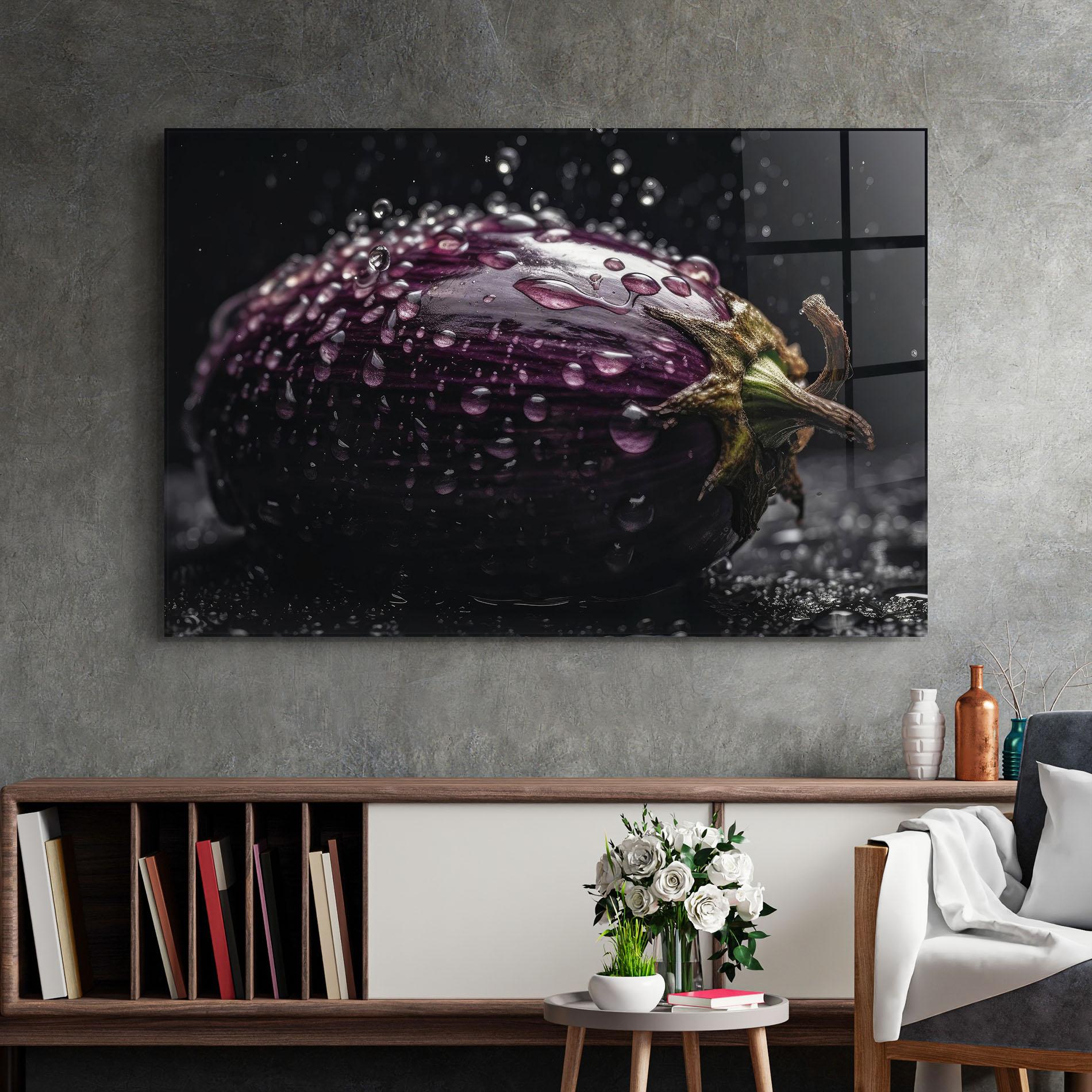 Glasbild Eggplant Splash mockup 2