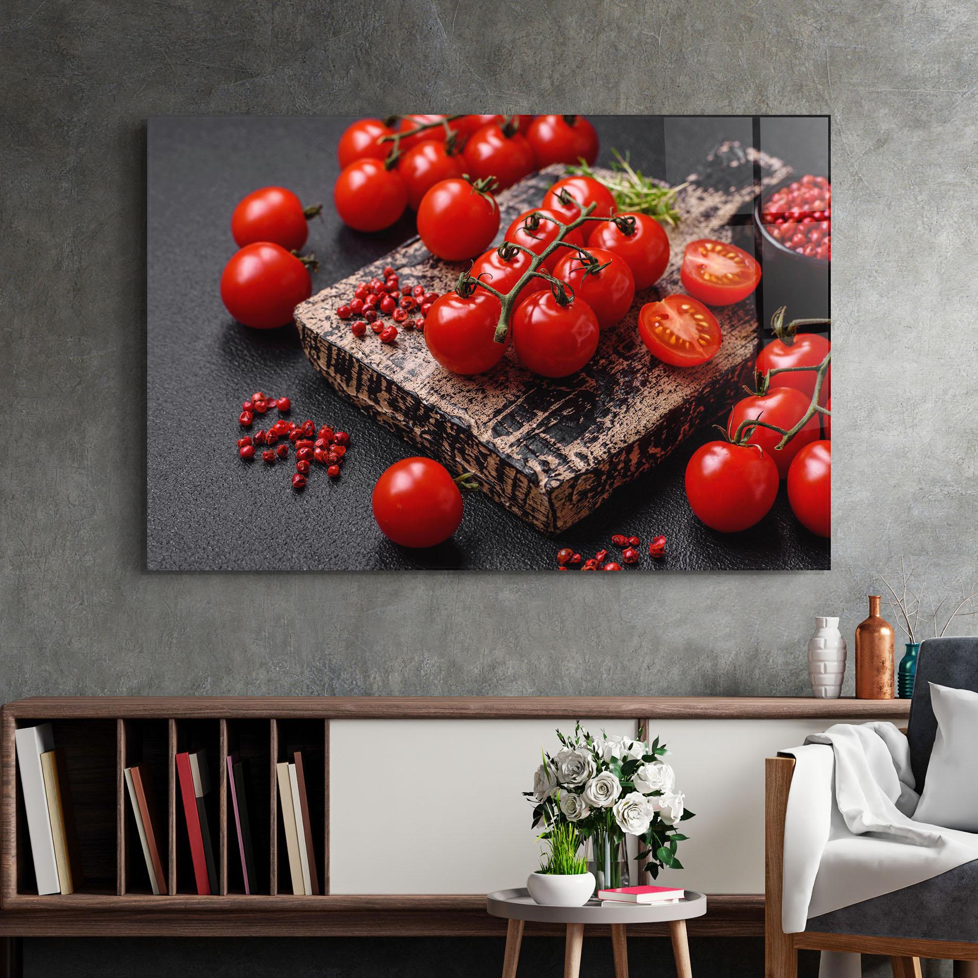 Glasbild Fresh Cherry Tomatoes mockup 2