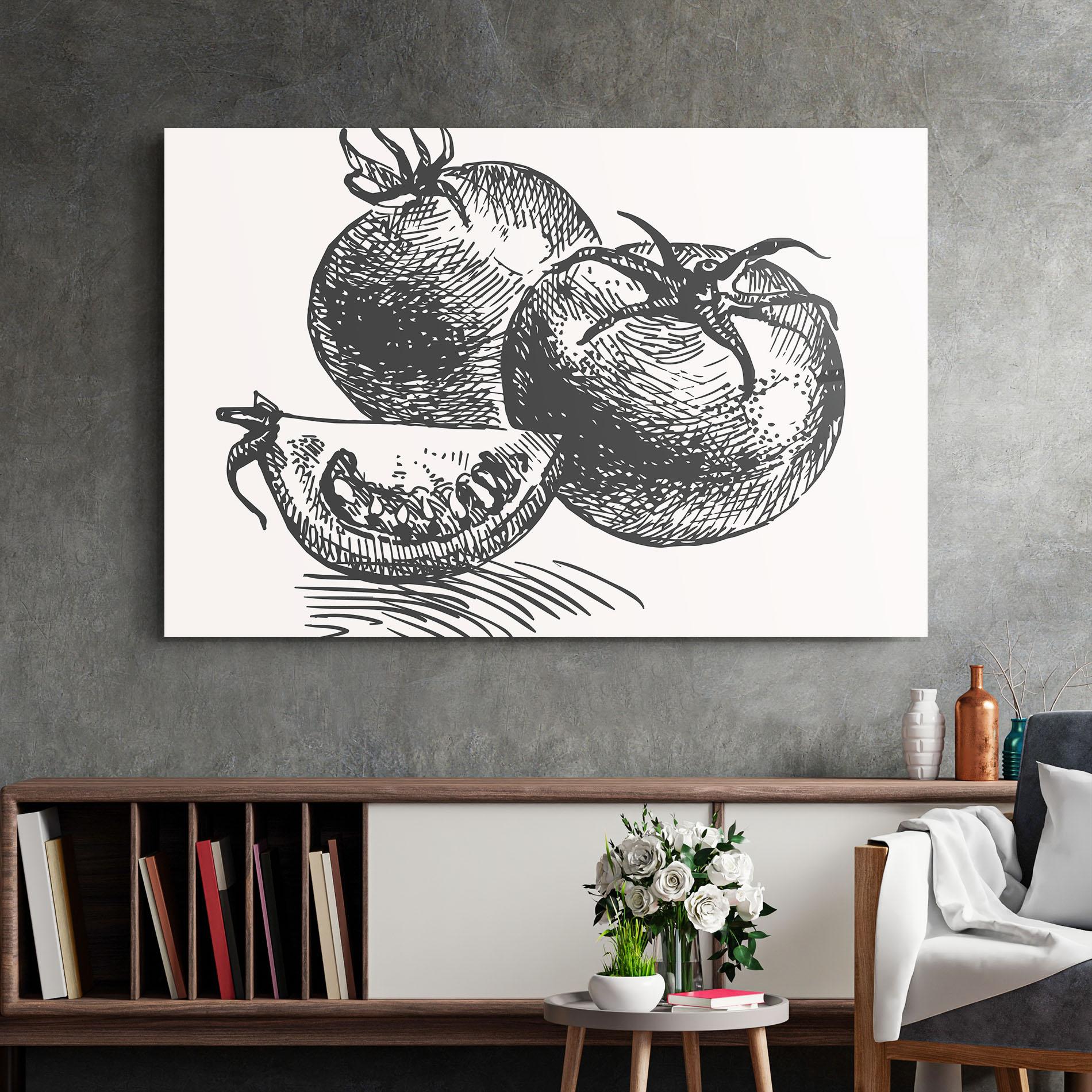 Glasbild Grey Line Tomato mockup 2