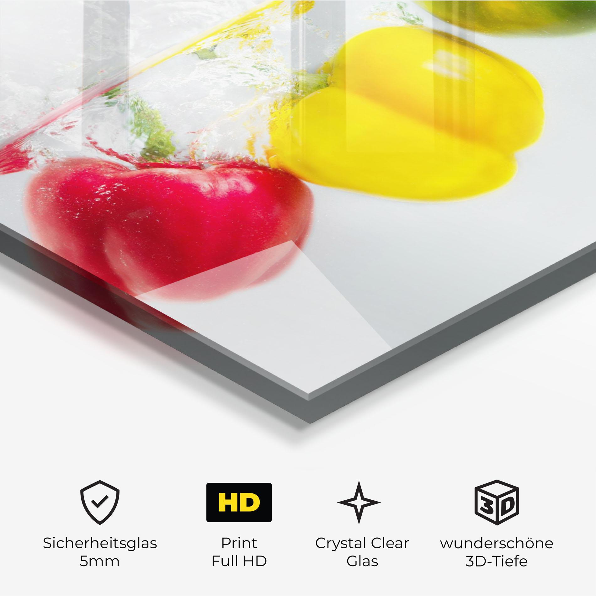 Glasbild Bellpepper In Water mockup 3