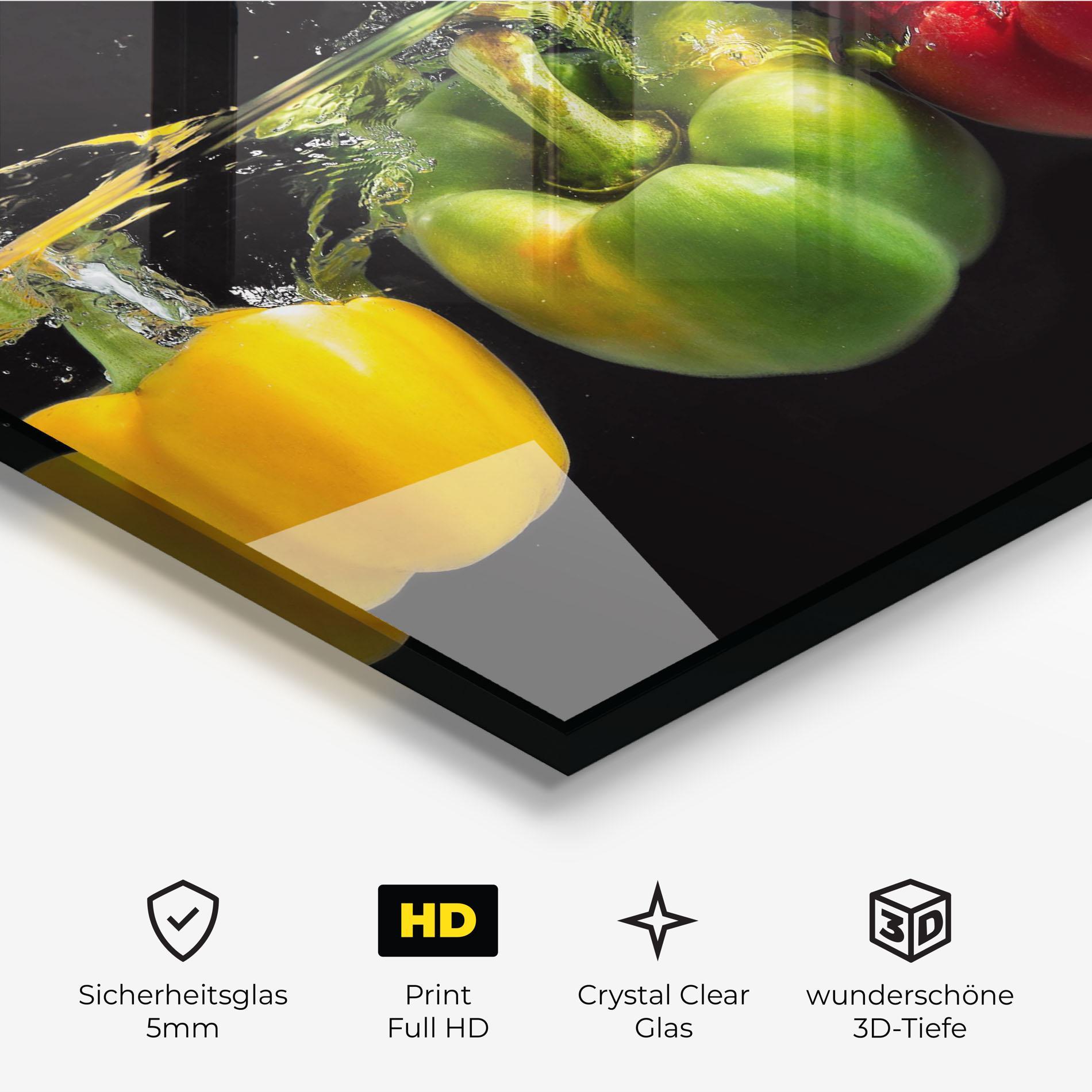 Glasbild Bellpepper Nice Splash mockup 3