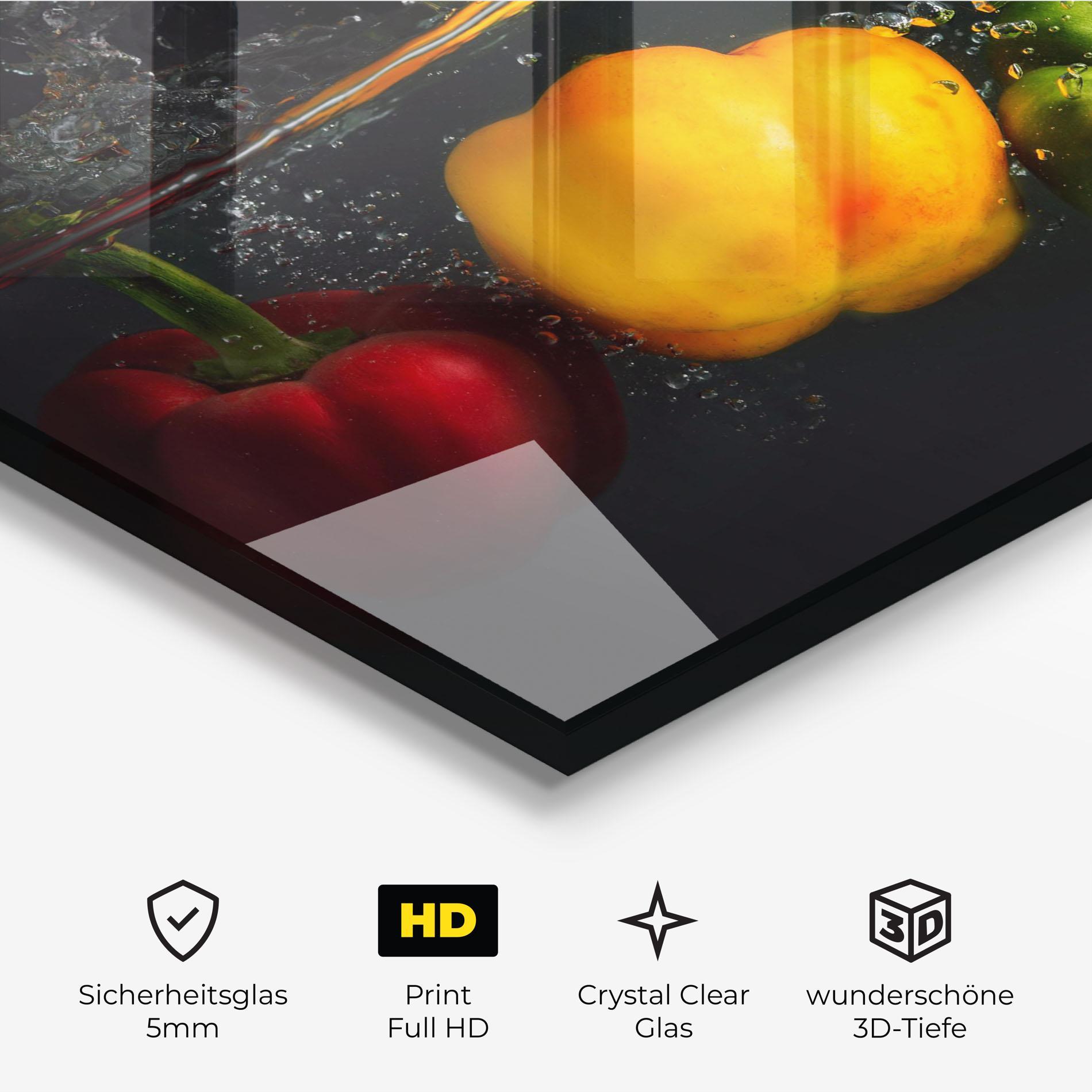 Glasbild Cool Bellpepper Splash mockup 3