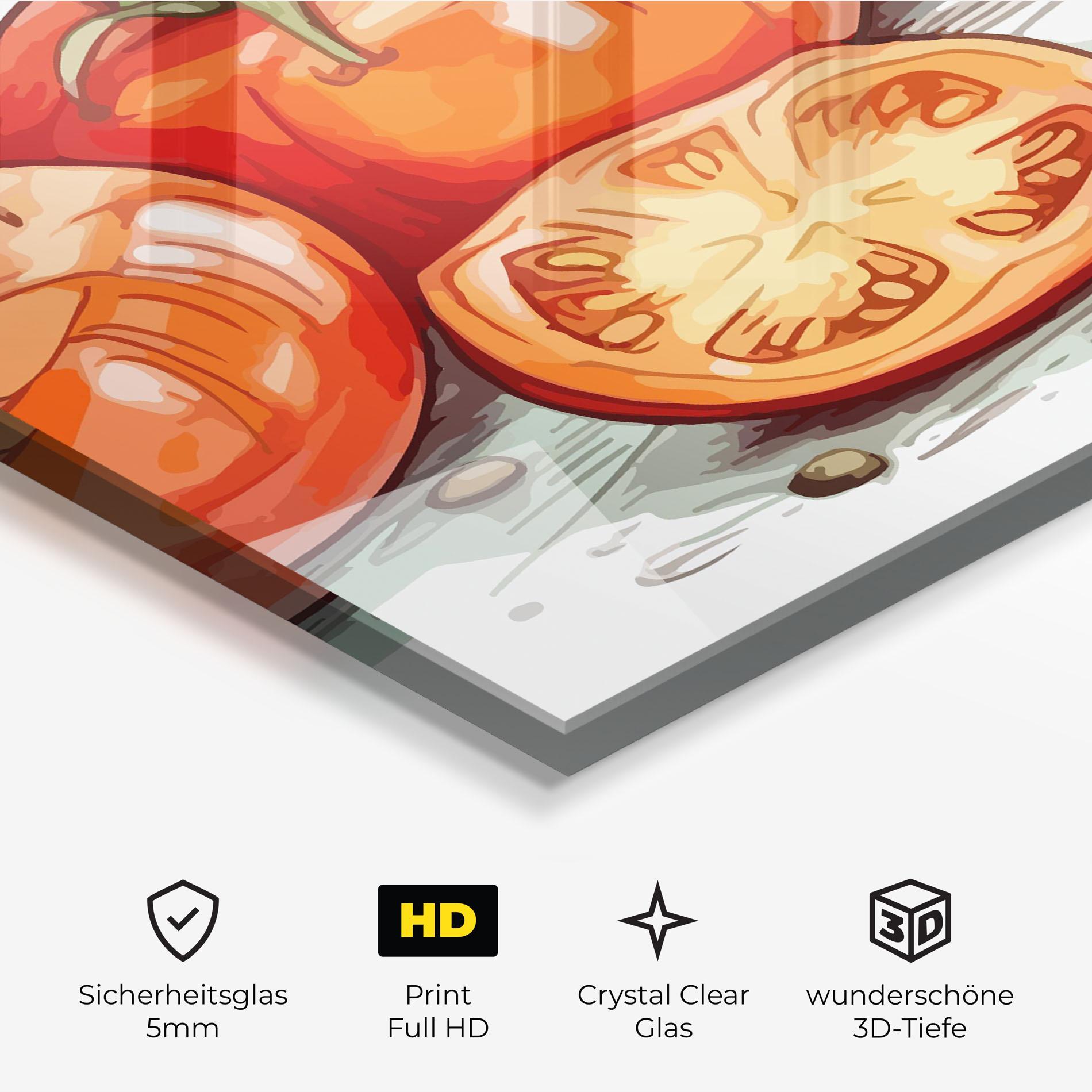 Glasbild Drawing Tomato Art mockup 3