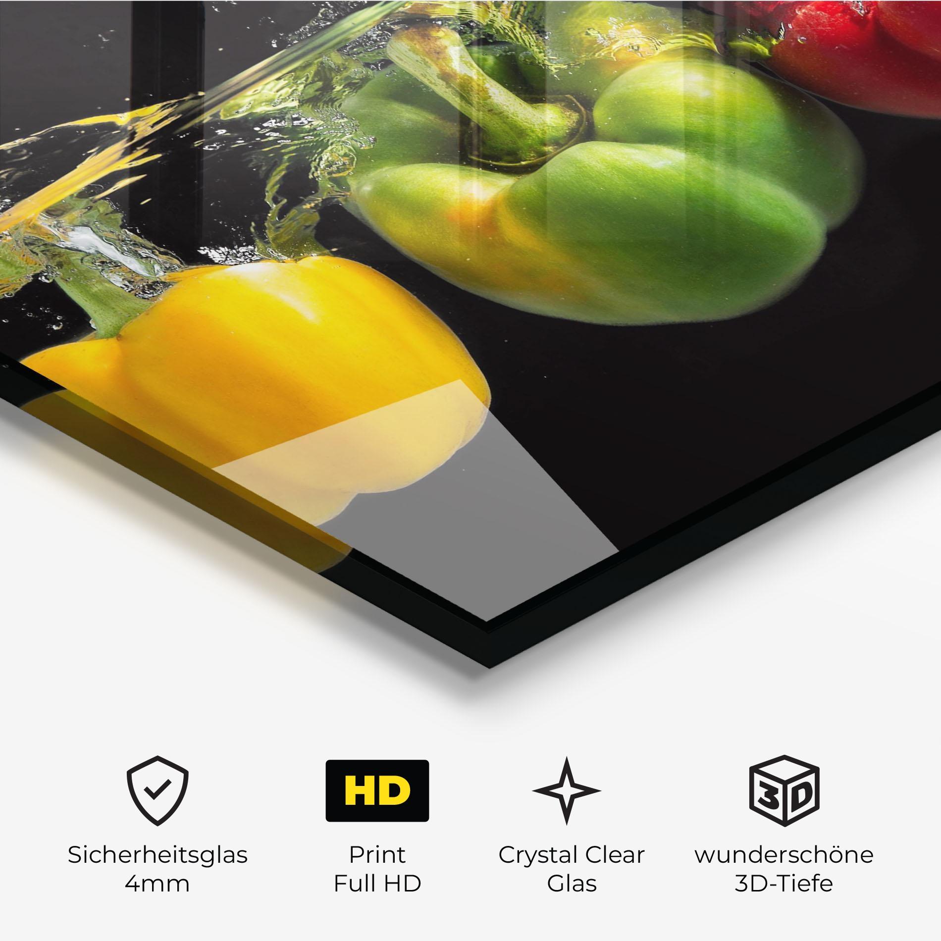 Glasbild Bellpepper Nice Splash mockup 3