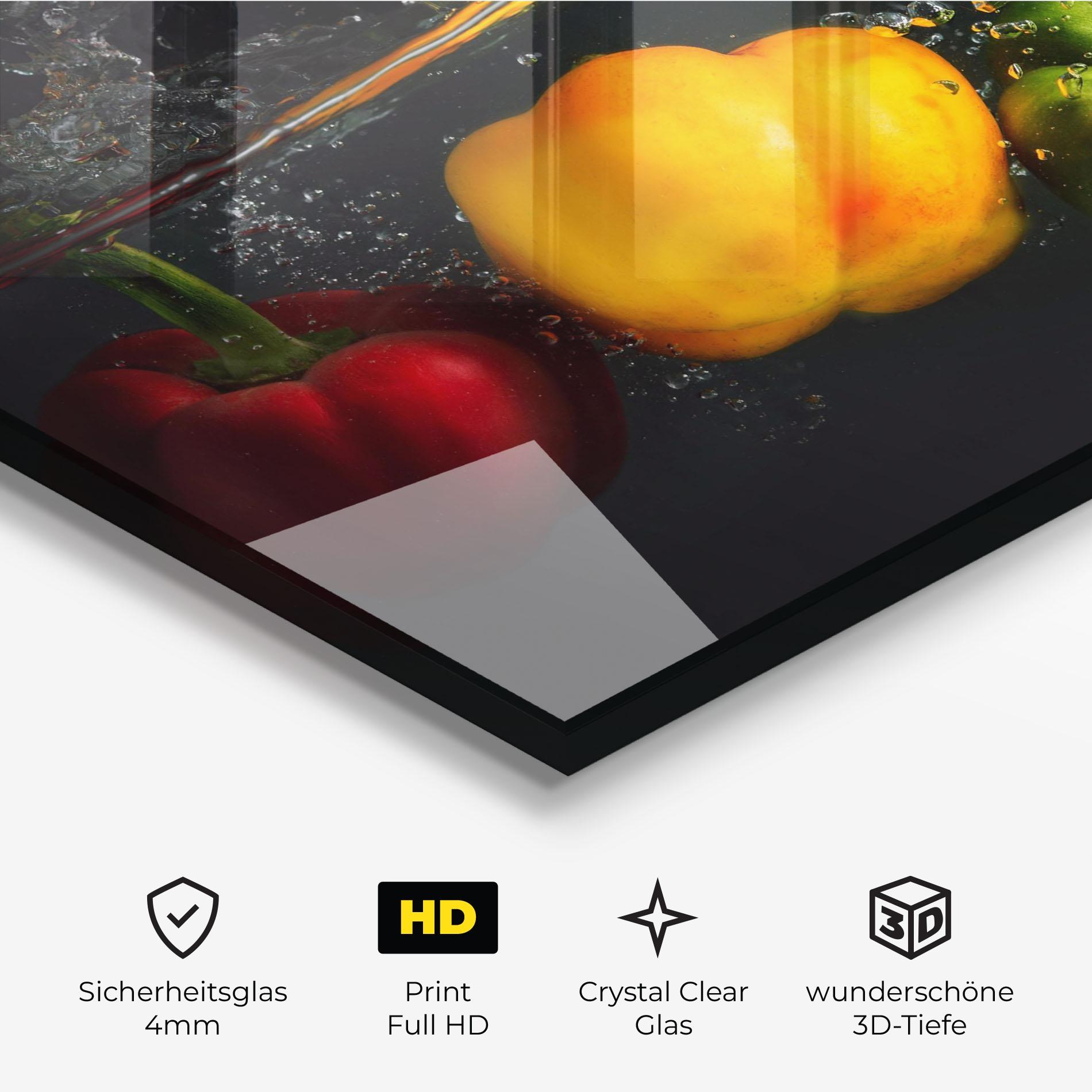 Glasbild Cool Bellpepper Splash mockup 3