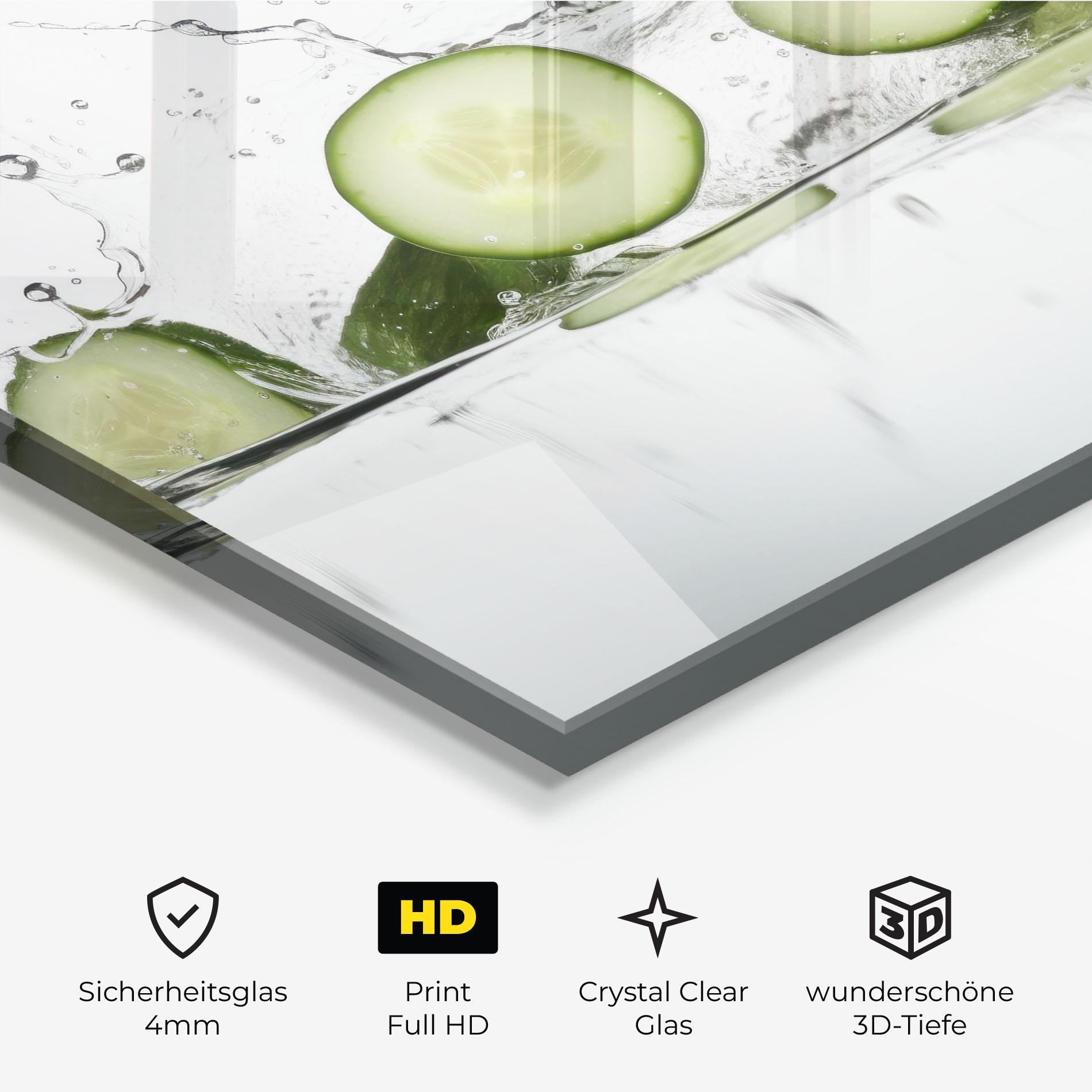 Glasbild Cucumber Cool Splash mockup 3