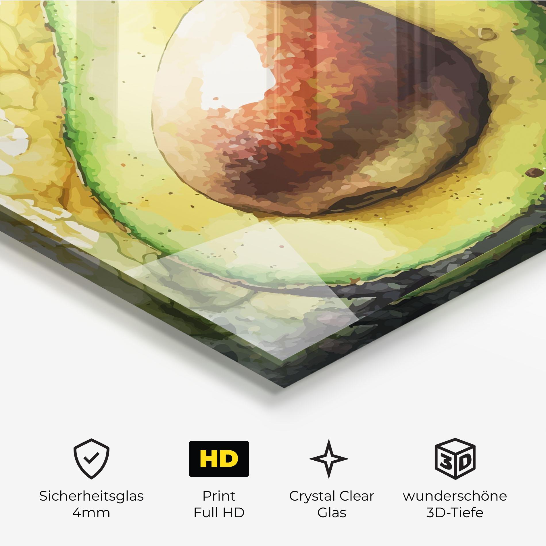Glasbild Green Avocado Art mockup 3