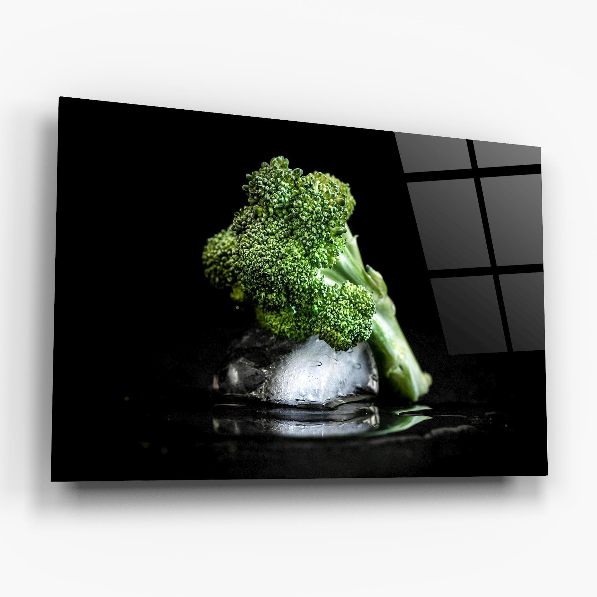 Glasbild Broccoli Water mockup 6