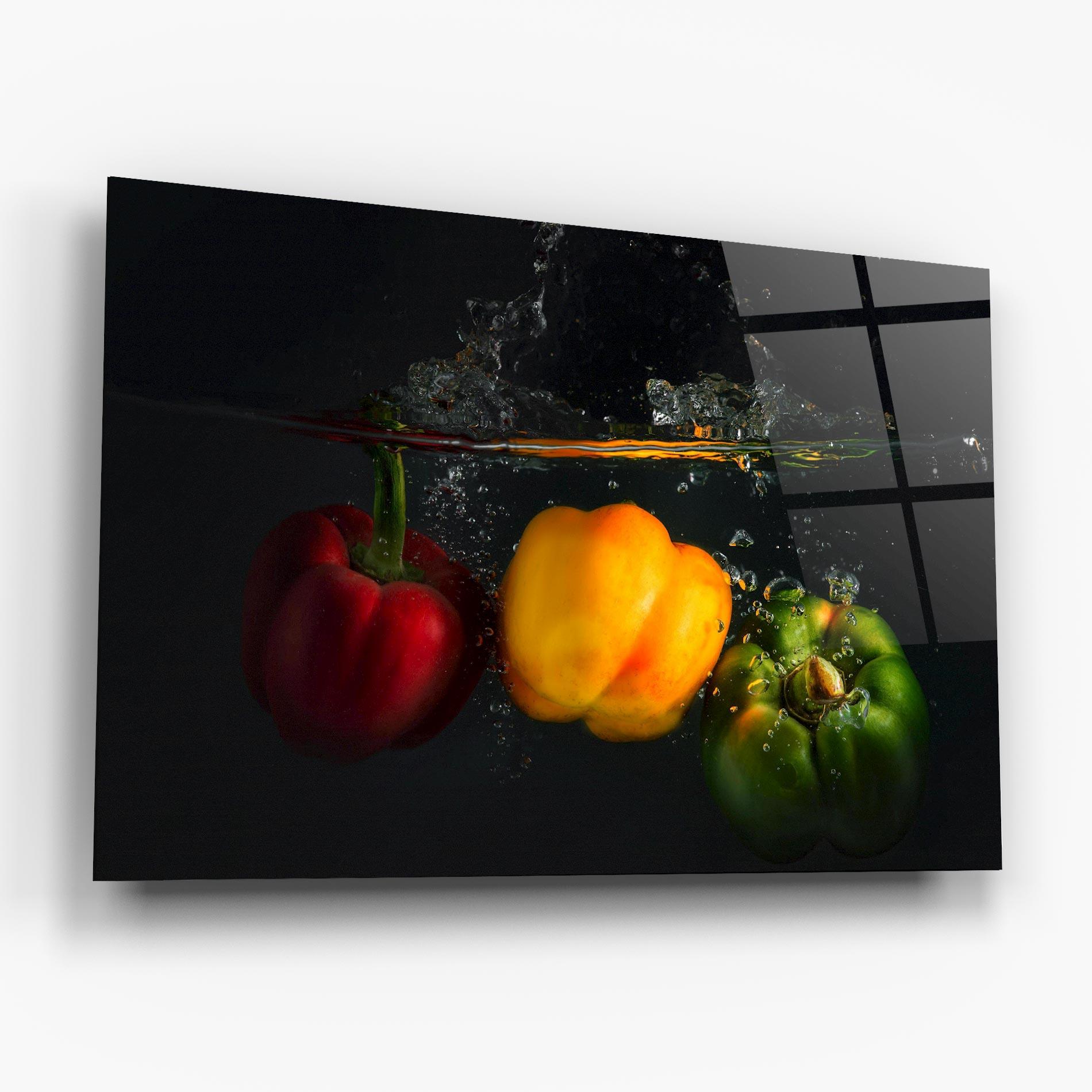 Glasbild Cool Bellpepper Splash mockup 6