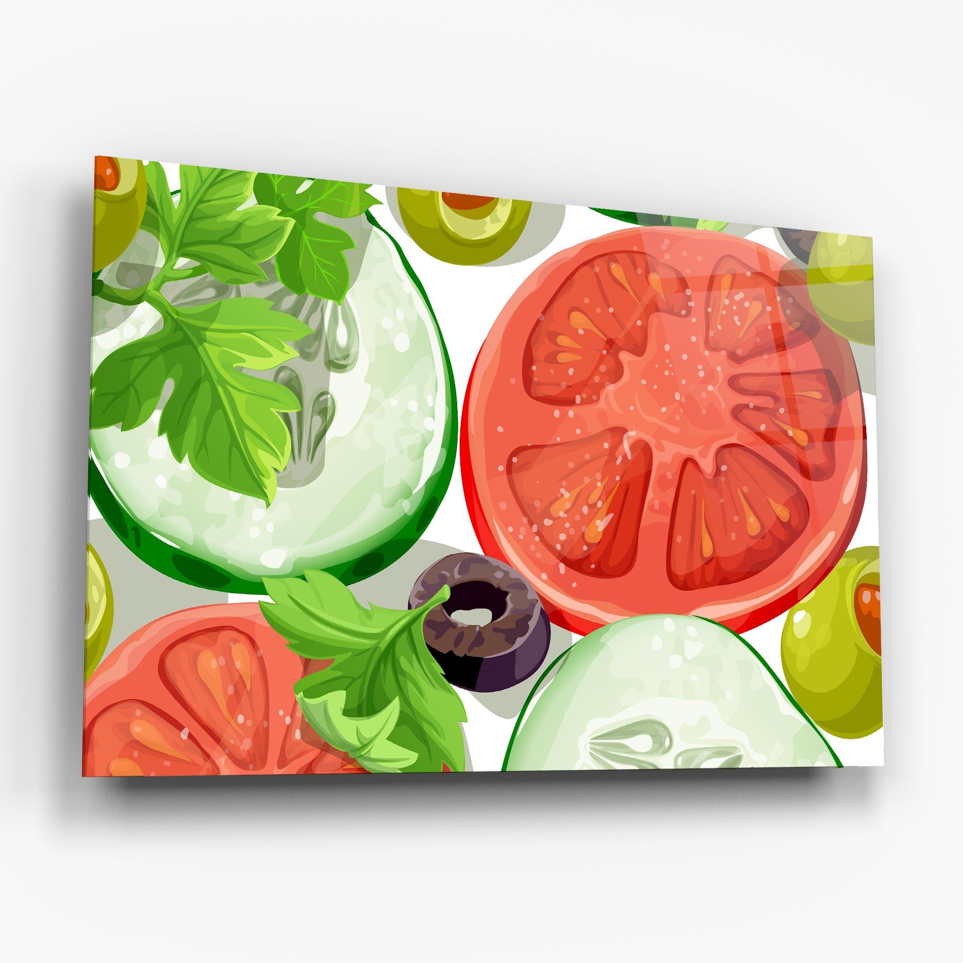 Glasbild Cucumber Tomatoes mockup 6