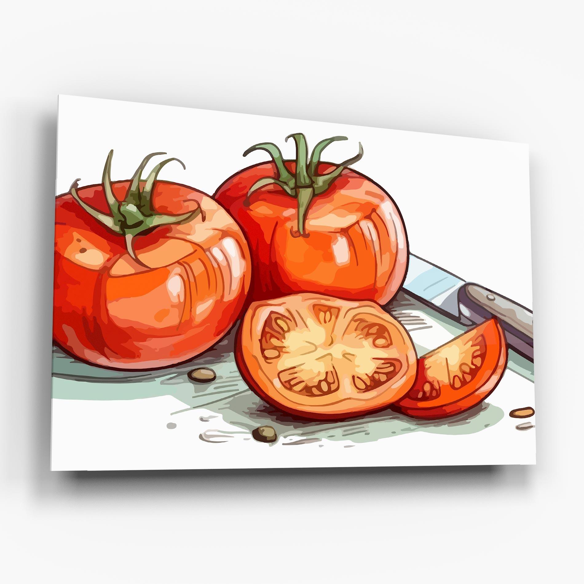 Glasbild Drawing Tomato Art mockup 6