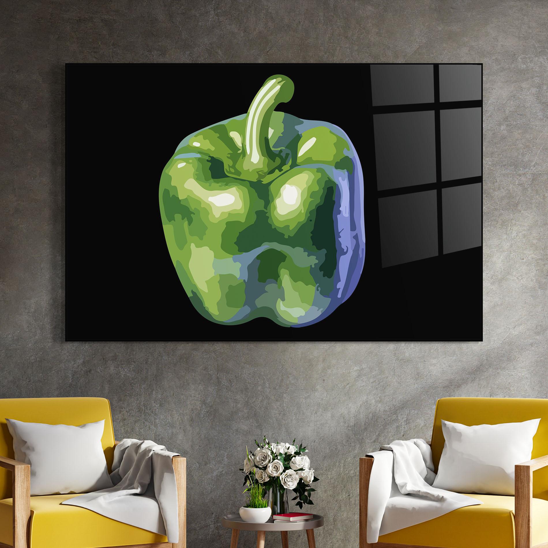 Glasbild Bellpepper Green mockup 4