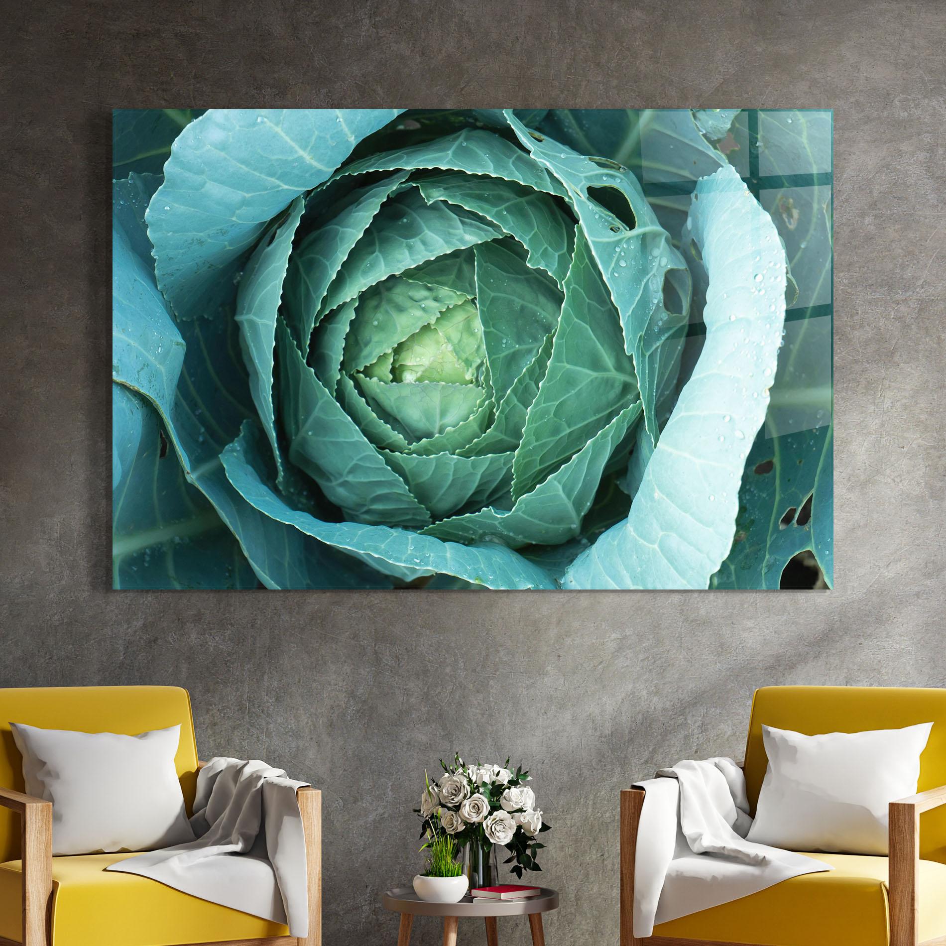 Glasbild Blue Lettuce mockup 4