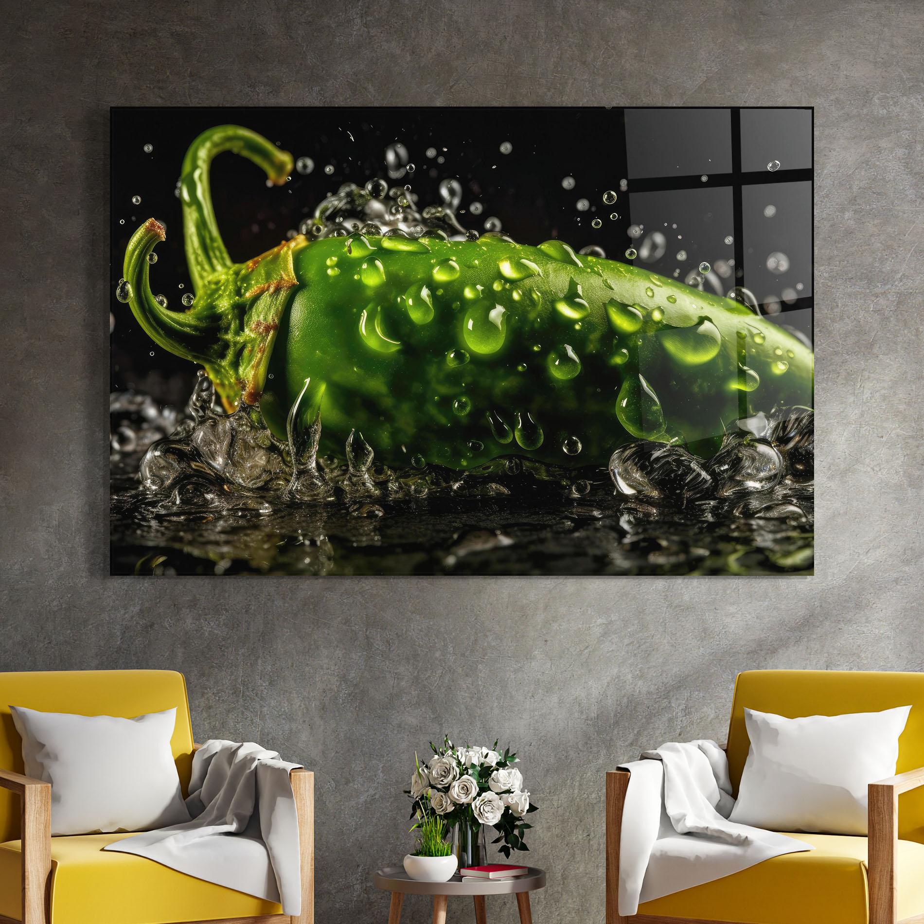 Glasbild Chili Splash mockup 4