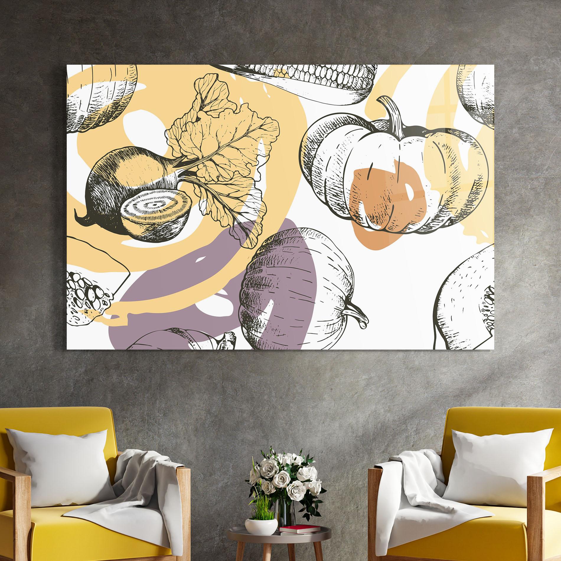 Glasbild Cream Vegetables Art mockup 4