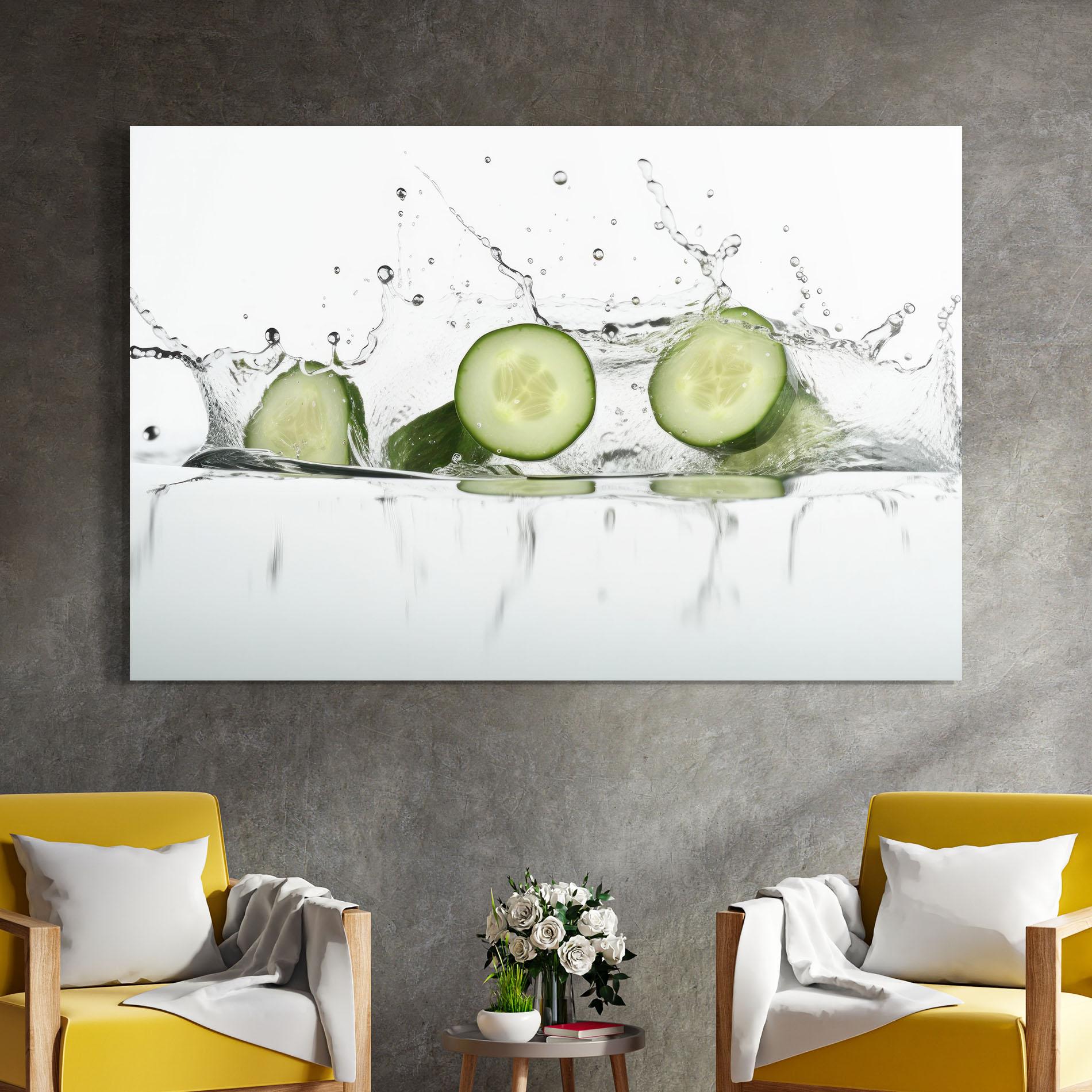 Glasbild Cucumber Cool Splash mockup 4
