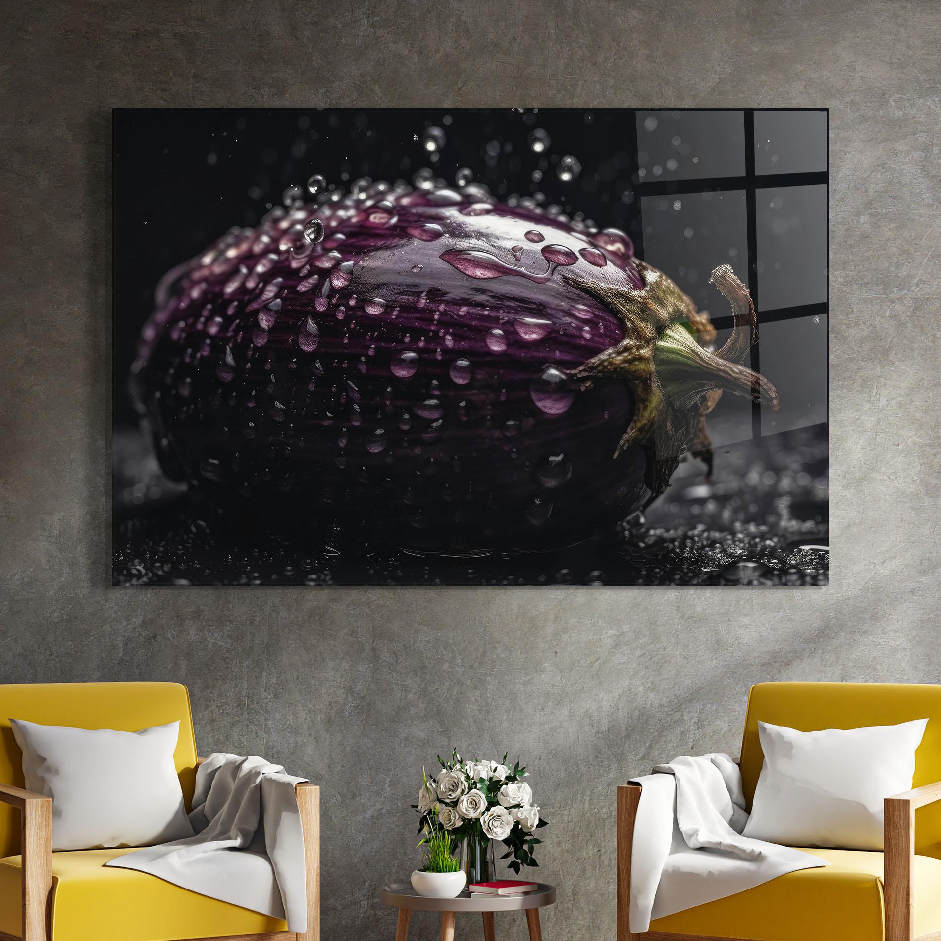 Glasbild Eggplant Splash mockup 4