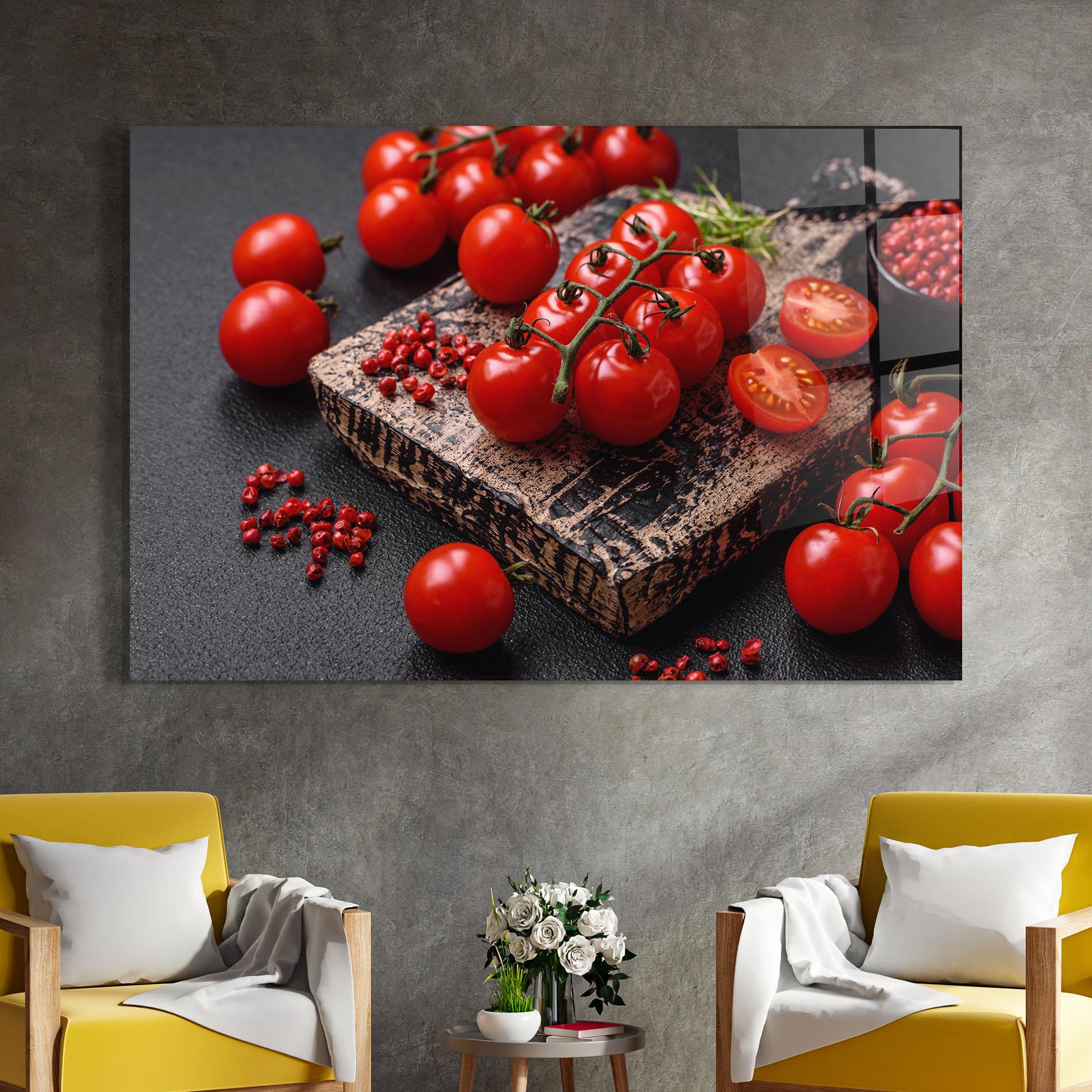 Glasbild Fresh Cherry Tomatoes mockup 4