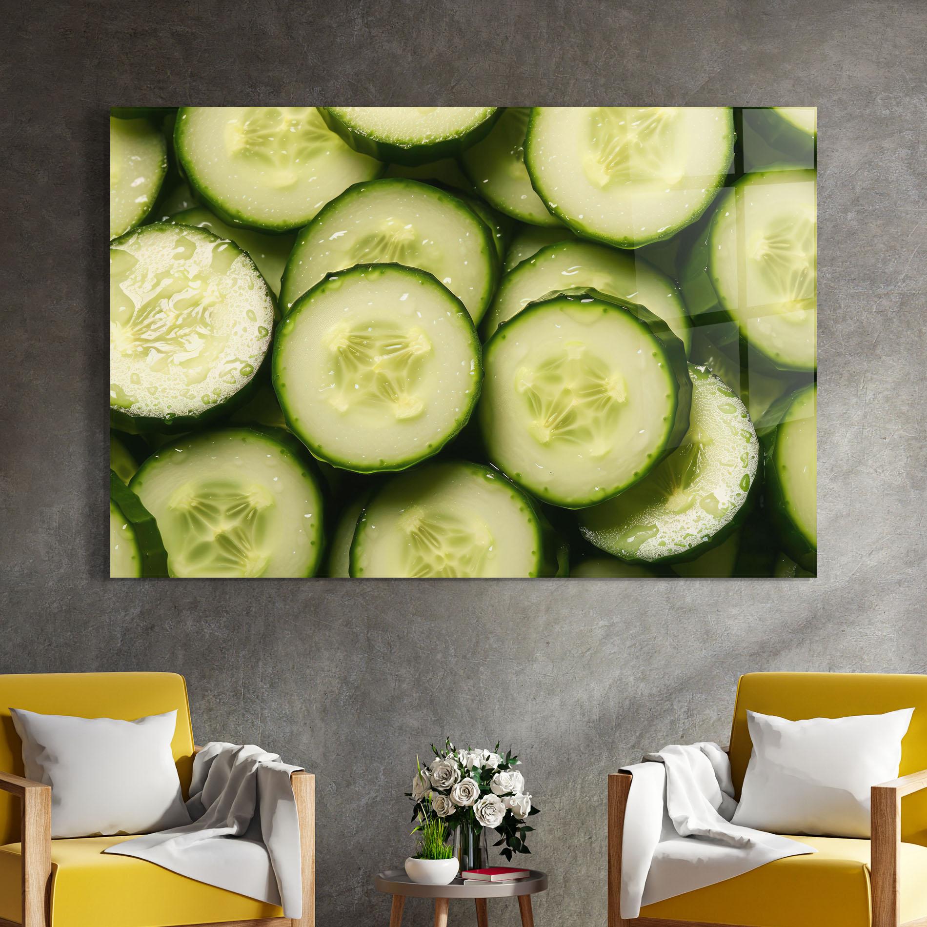 Glasbild Fresh Cucumber mockup 4