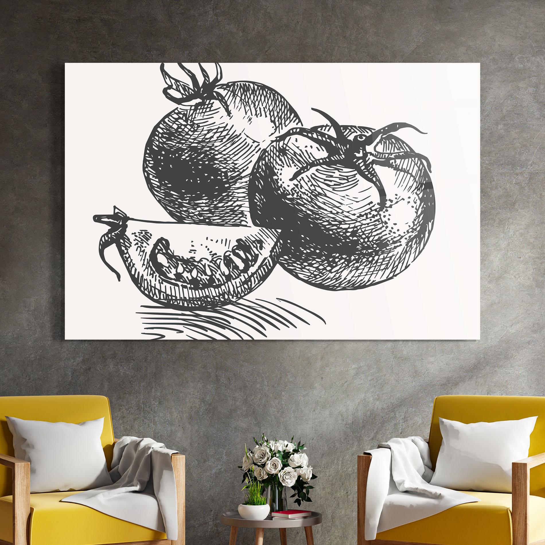 Glasbild Grey Line Tomato mockup 4