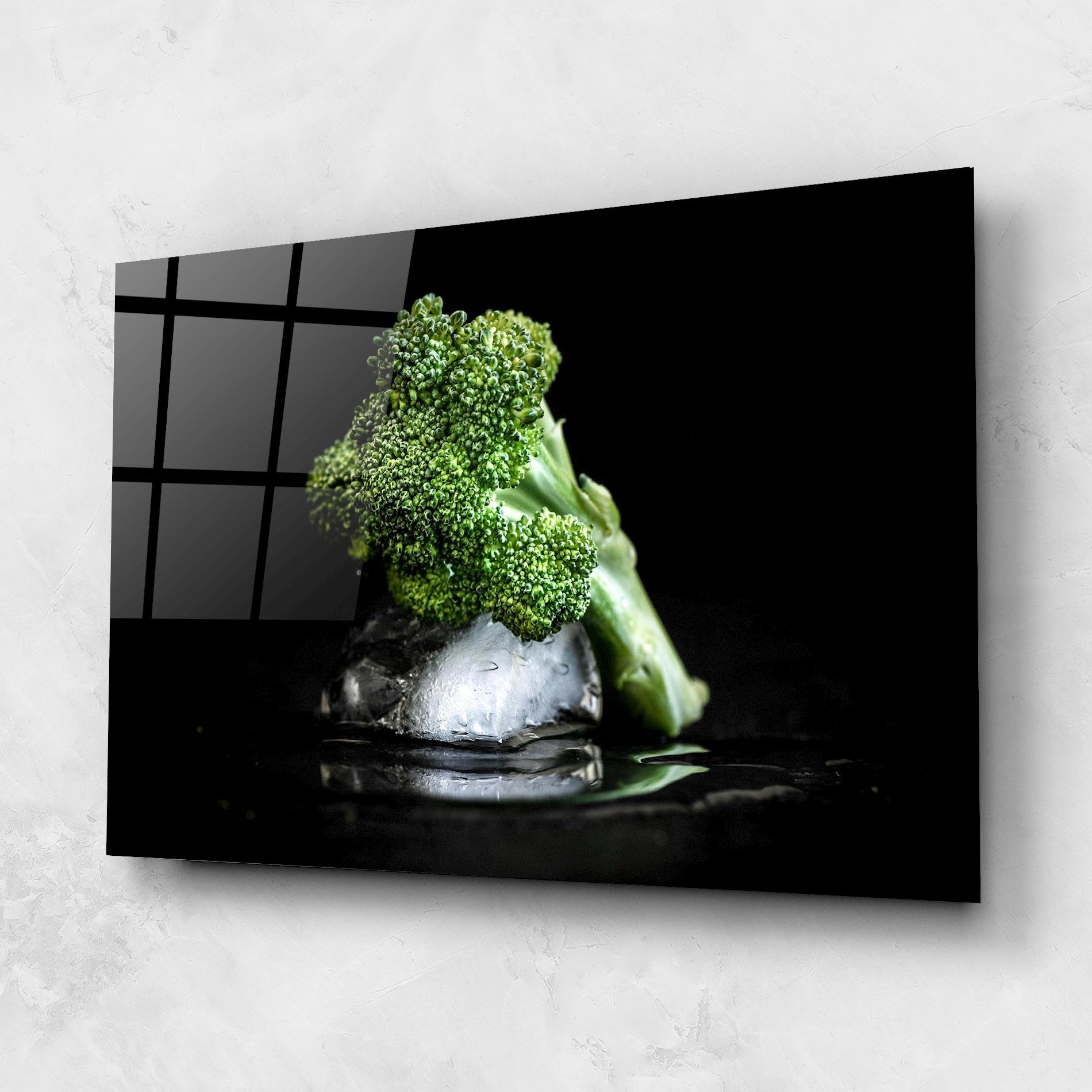 Glasbild Broccoli Water mockup 1