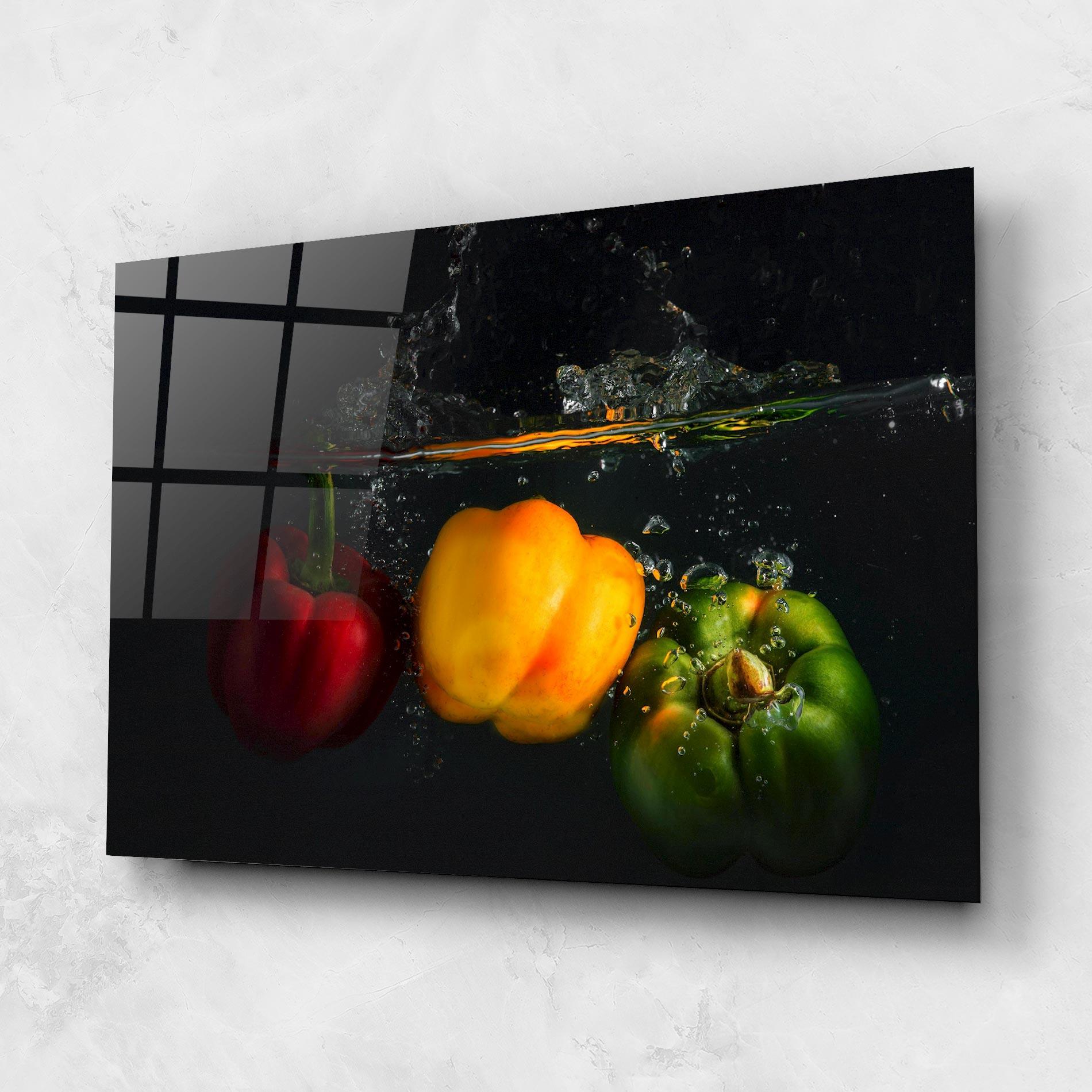 Glasbild Cool Bellpepper Splash mockup 1