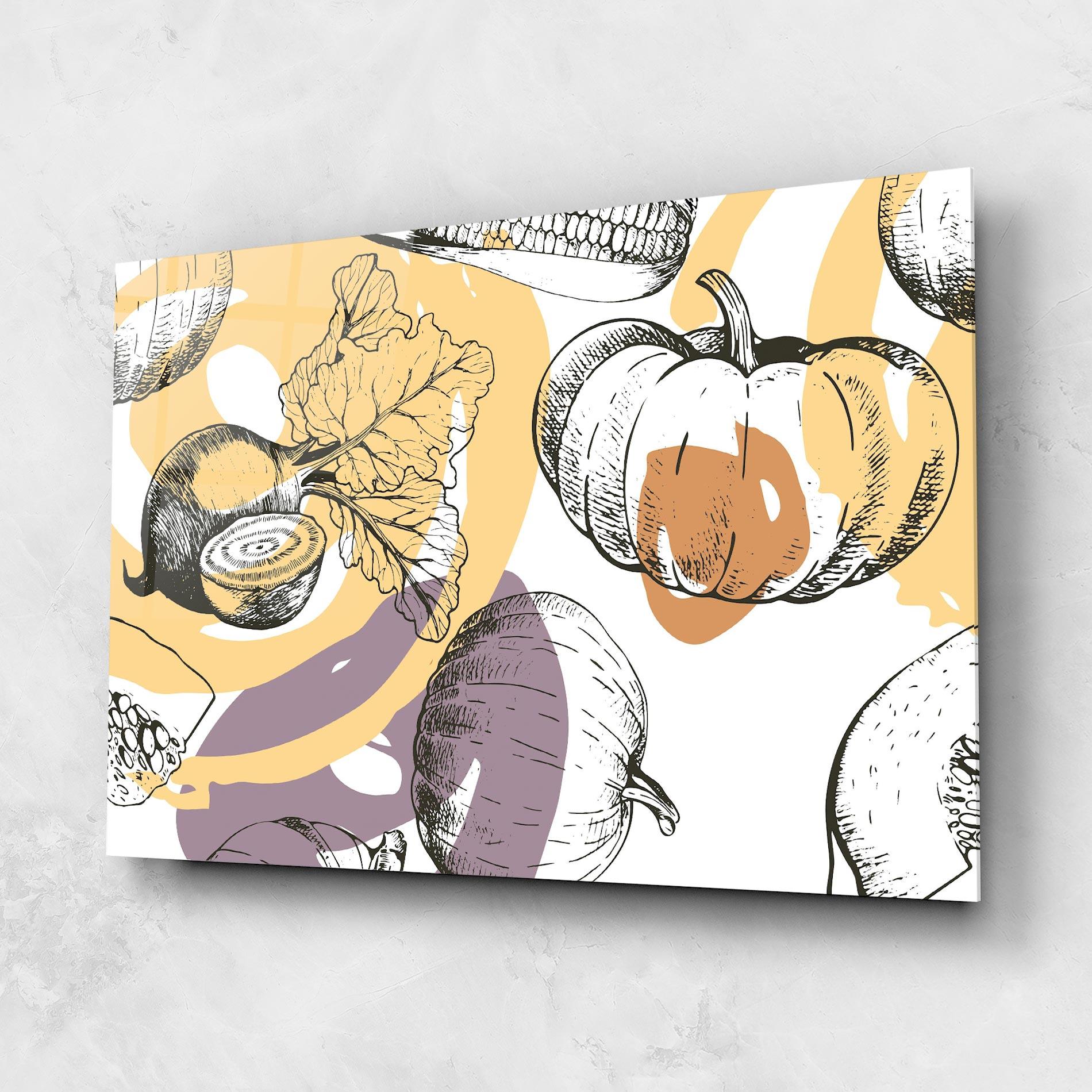 Glasbild Cream Vegetables Art mockup 1