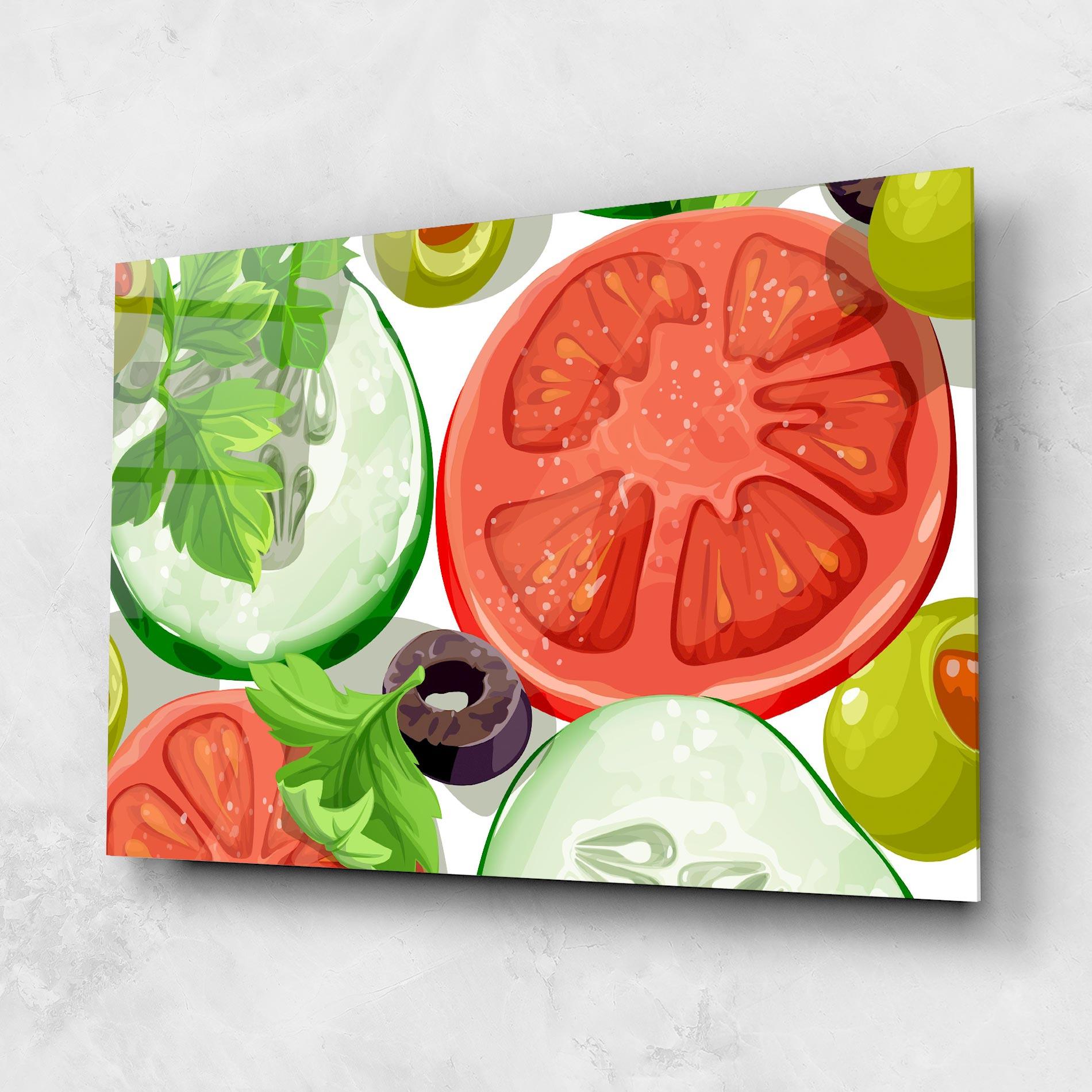Glasbild Cucumber Tomatoes mockup 1