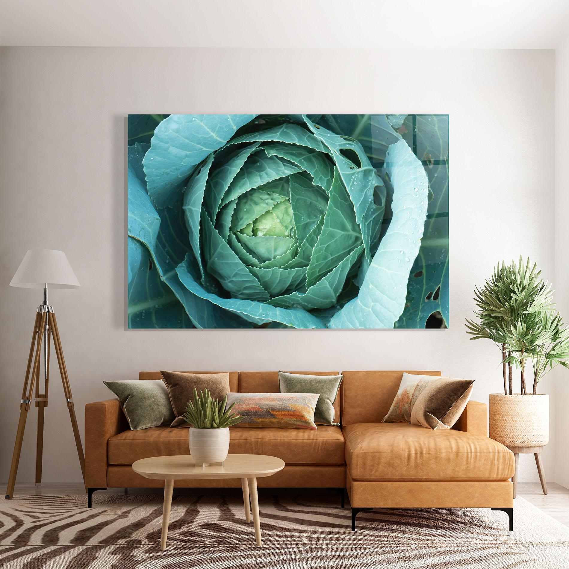 Glasbild Blue Lettuce mockup 7