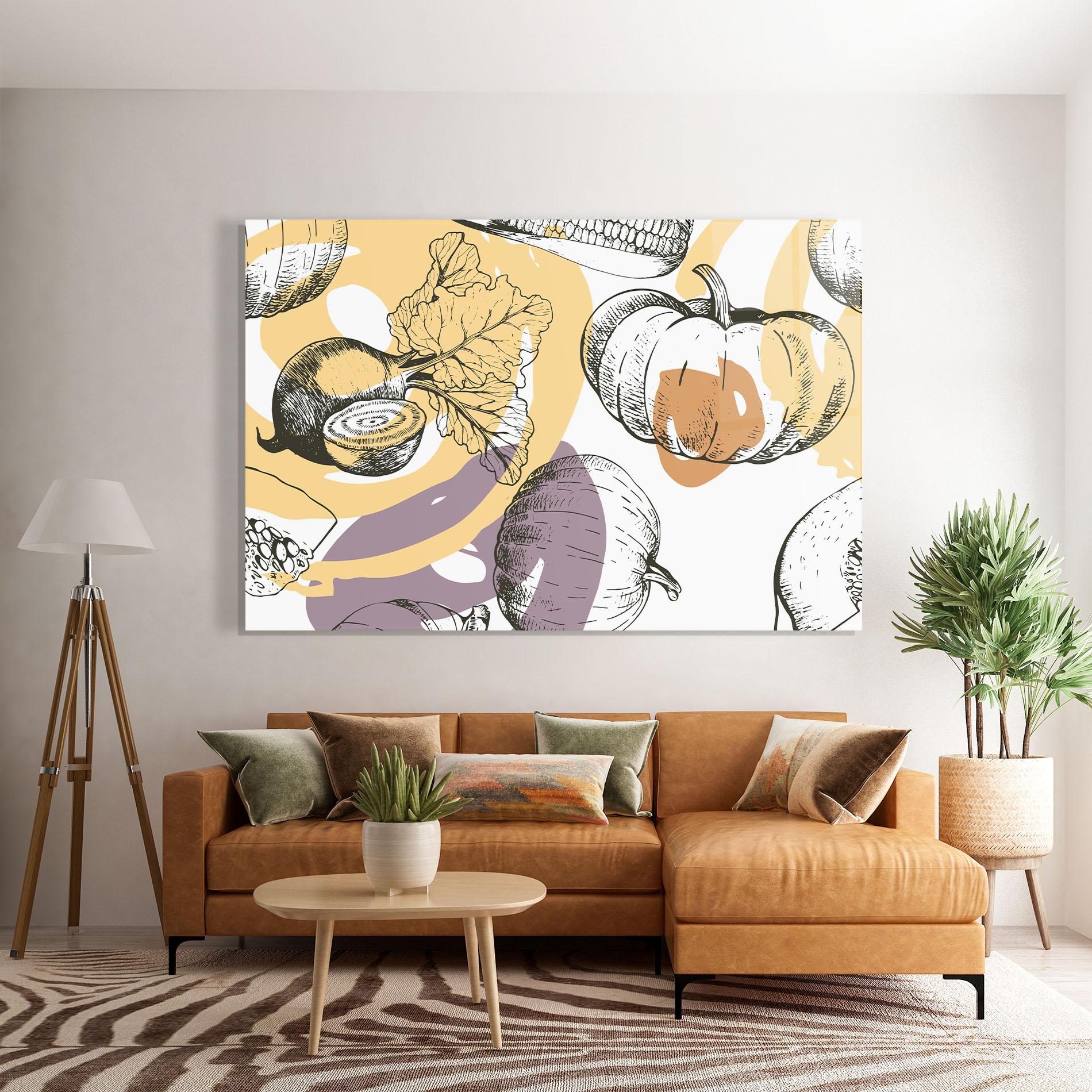 Glasbild Cream Vegetables Art mockup 7