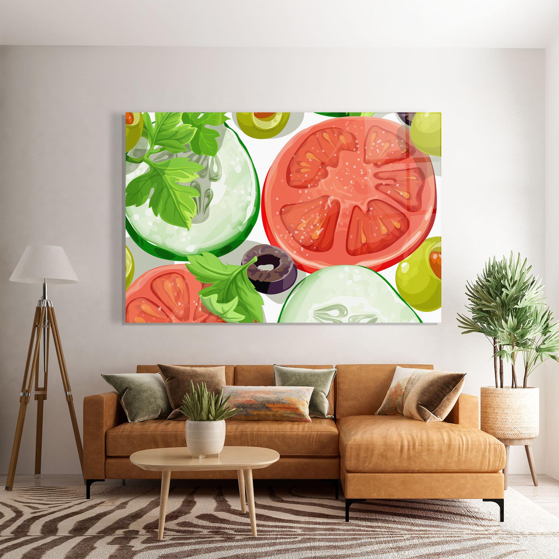 Glasbild Cucumber Tomatoes mockup 7