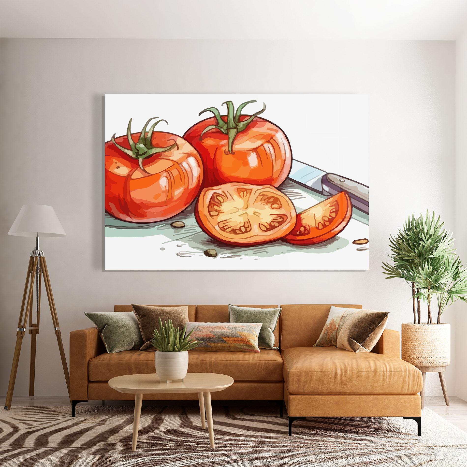 Glasbild Drawing Tomato Art mockup 7