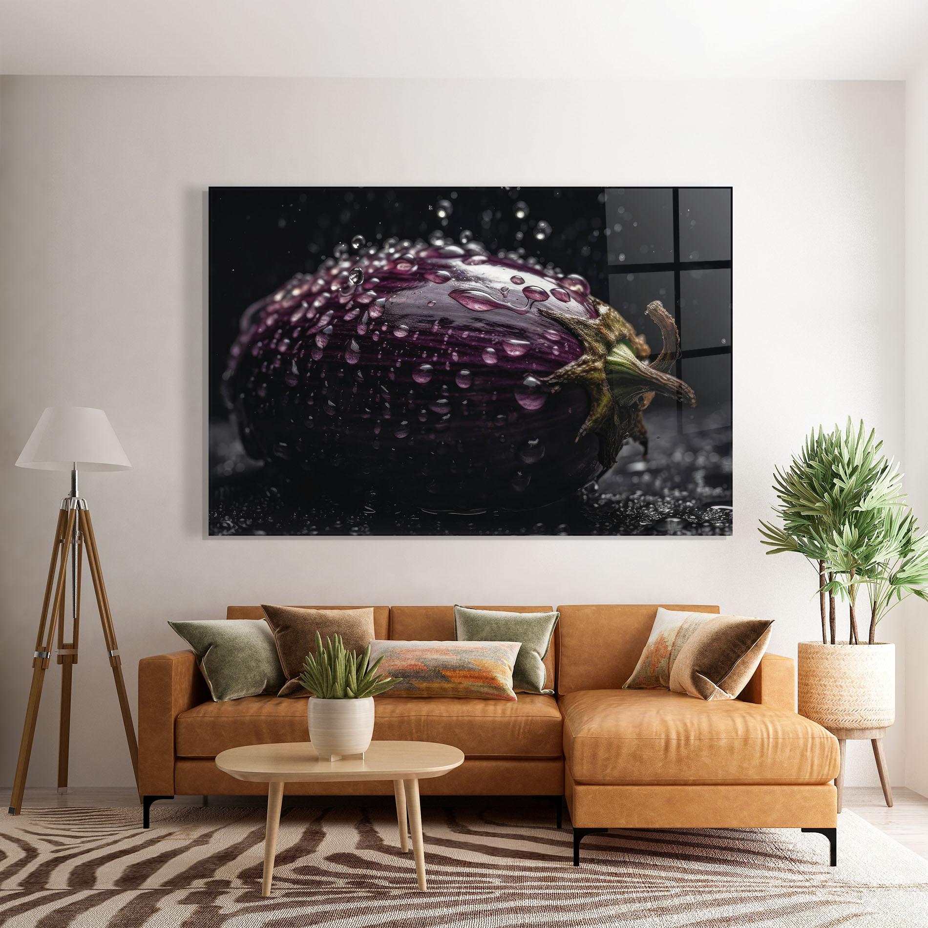 Glasbild Eggplant Splash mockup 7