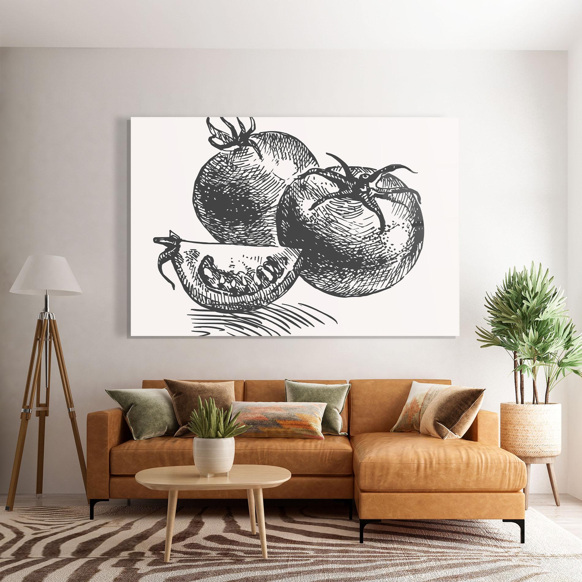 Glasbild Grey Line Tomato mockup 7