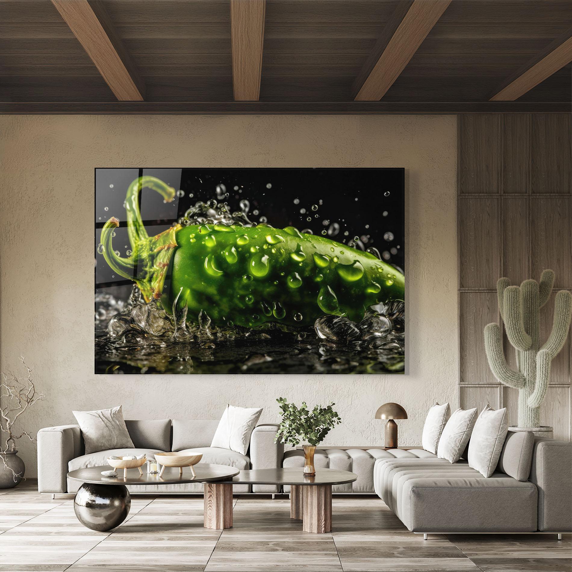 Glasbild Chili Splash mockup 8