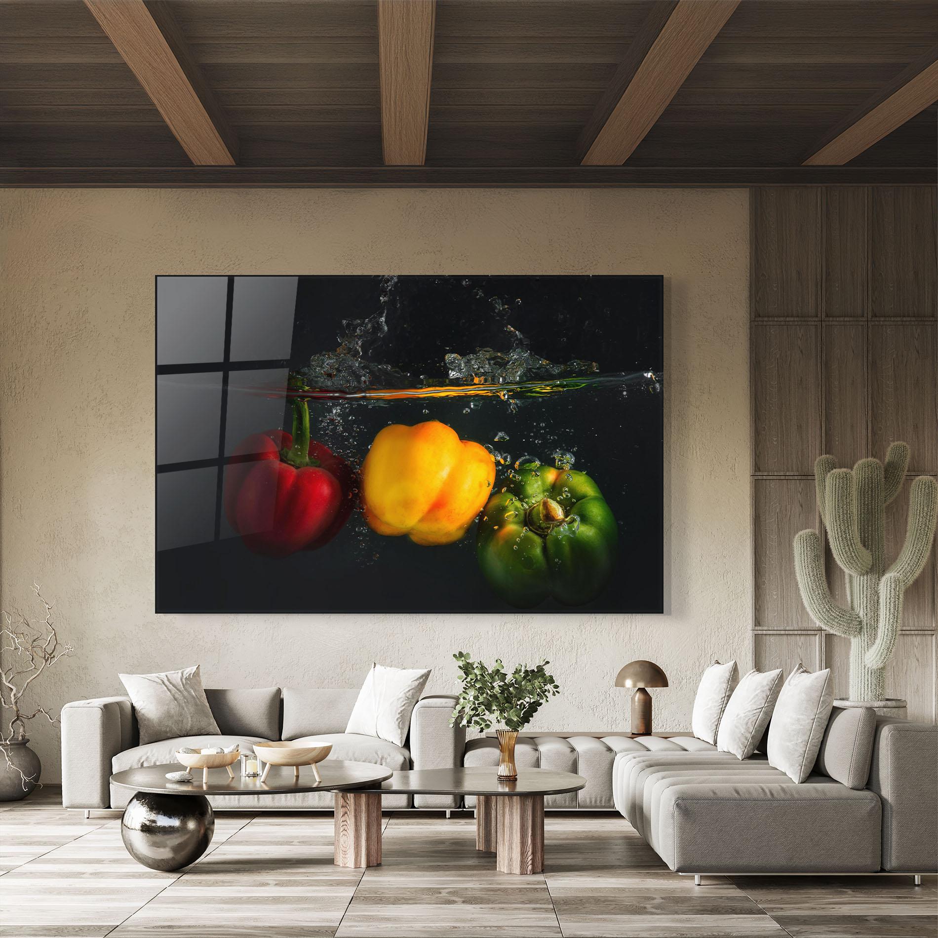 Glasbild Cool Bellpepper Splash mockup 8