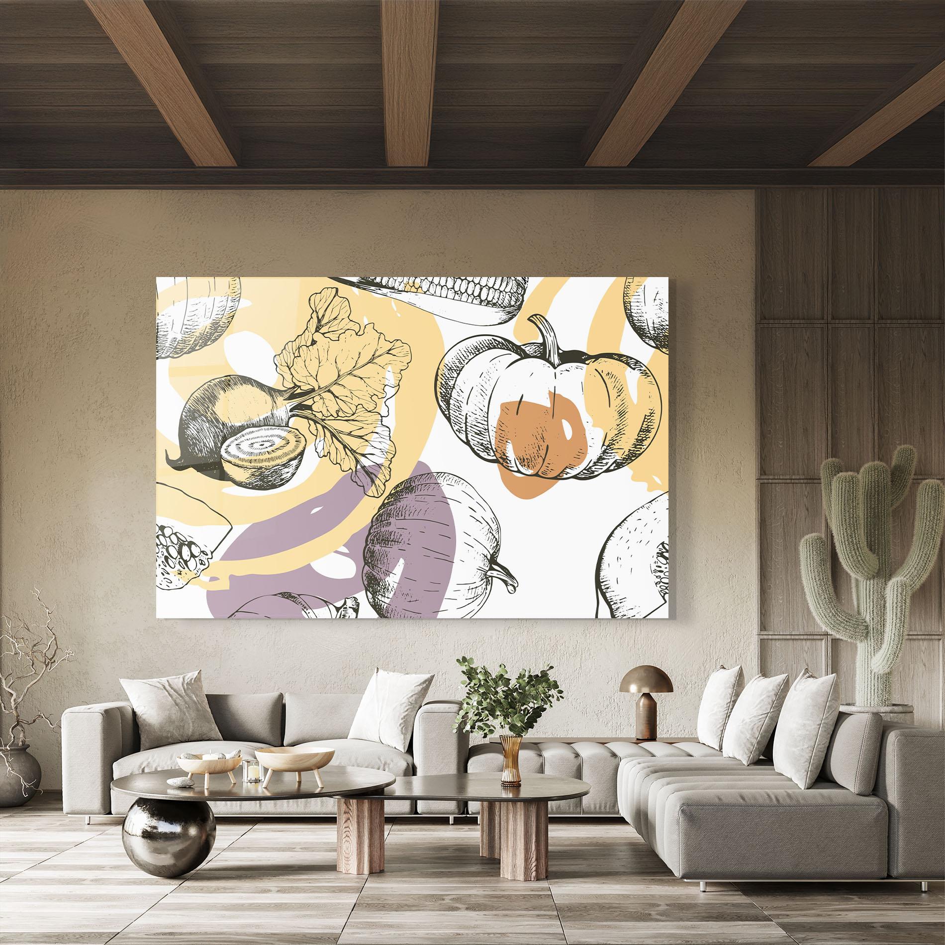 Glasbild Cream Vegetables Art mockup 8