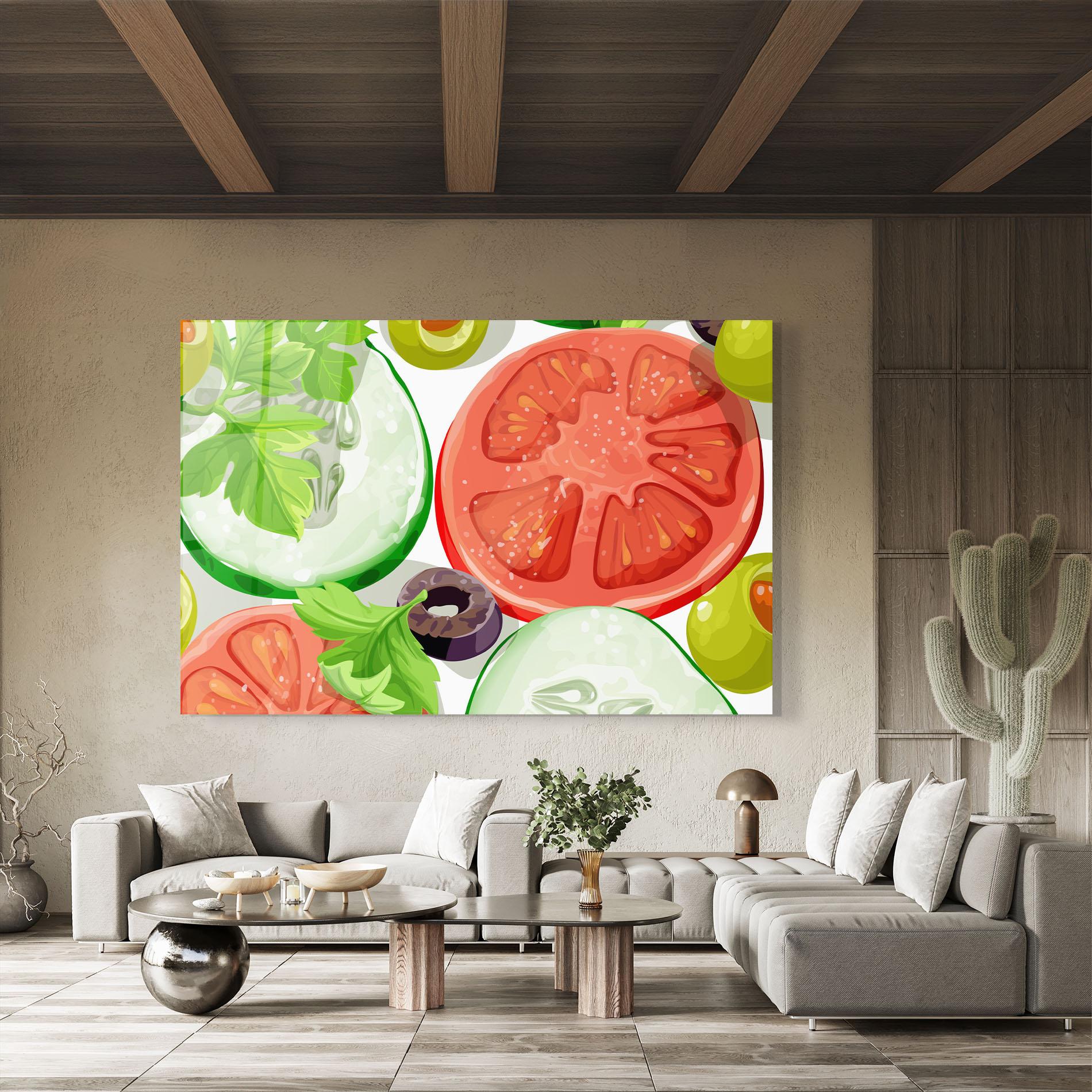 Glasbild Cucumber Tomatoes mockup 8