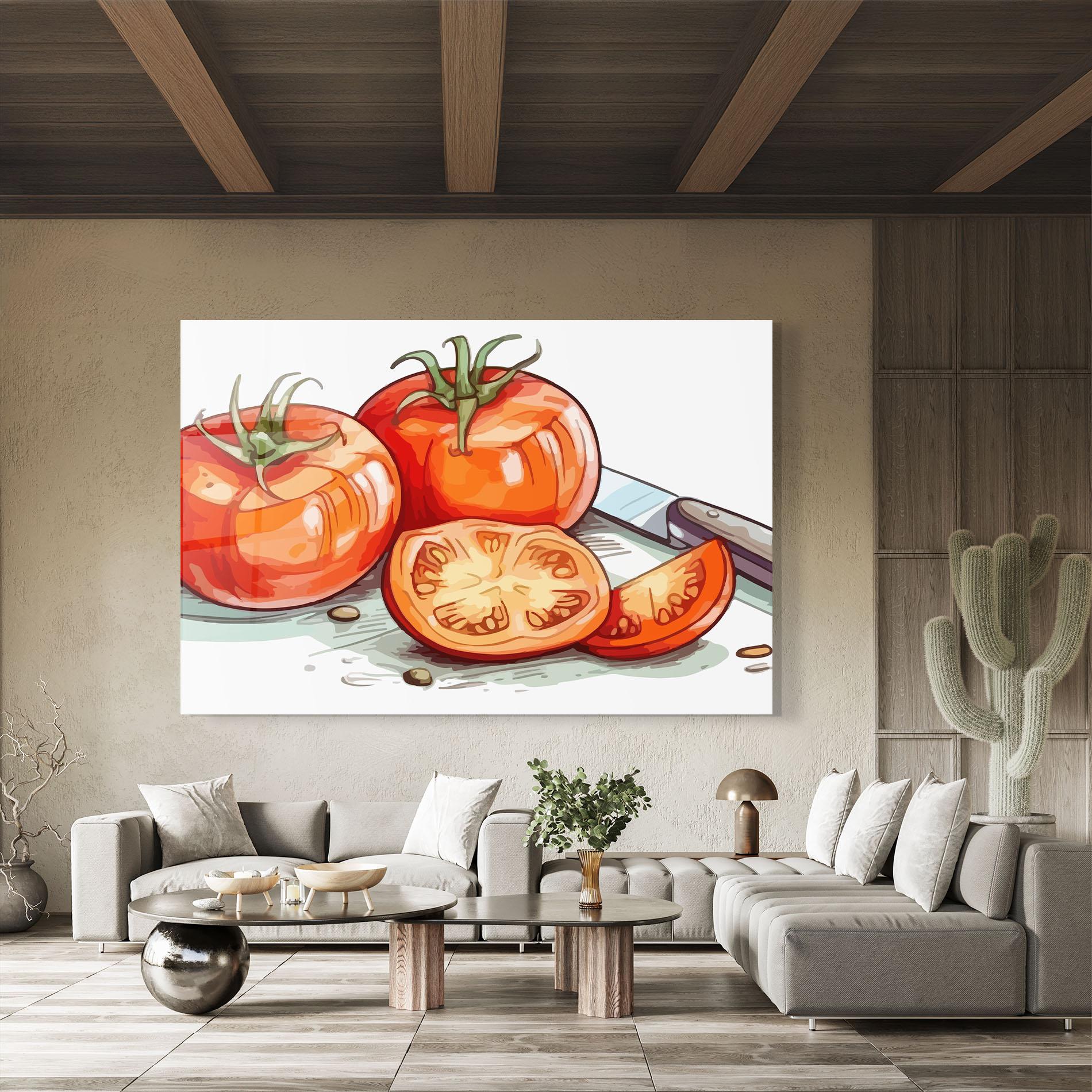 Glasbild Drawing Tomato Art mockup 8