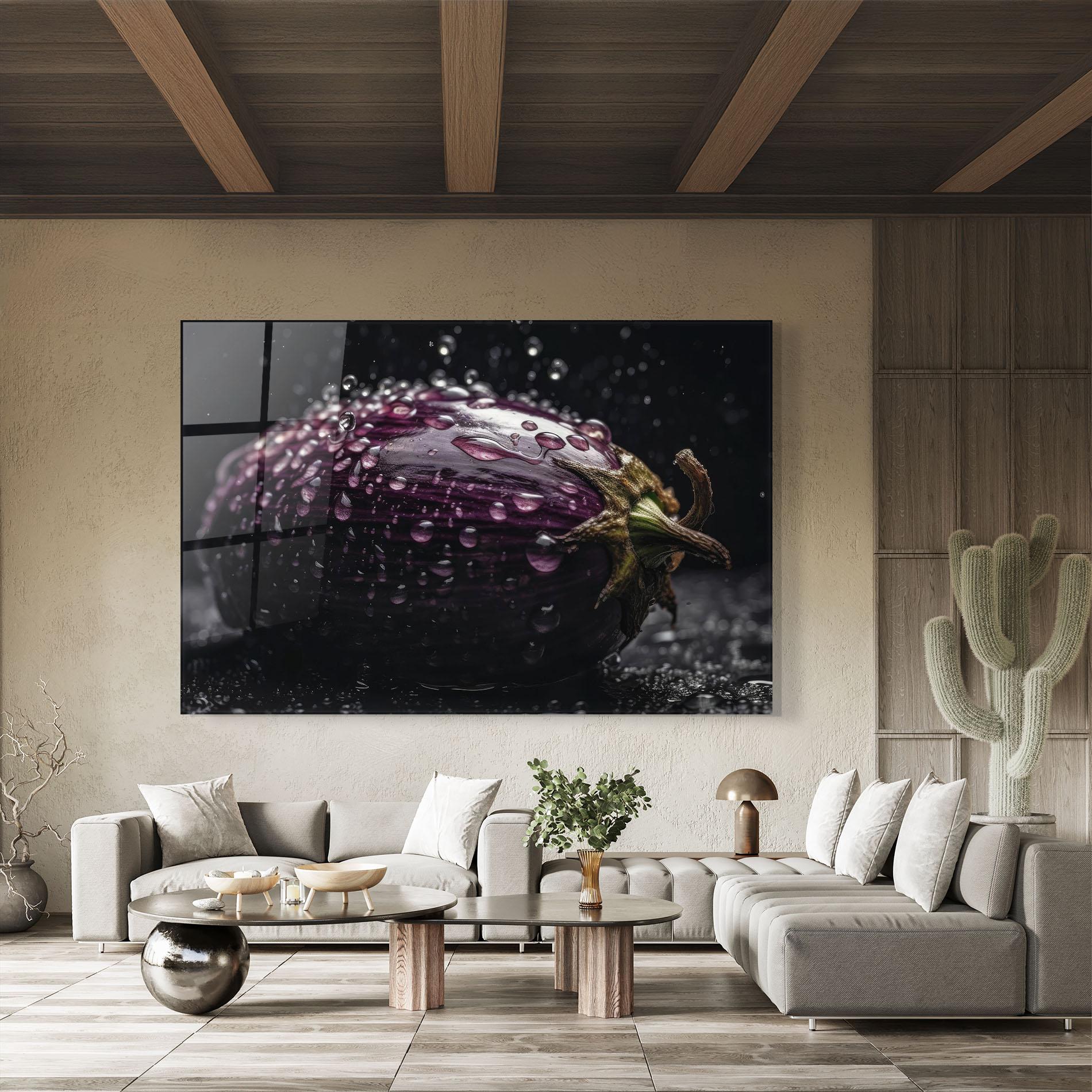 Glasbild Eggplant Splash mockup 8