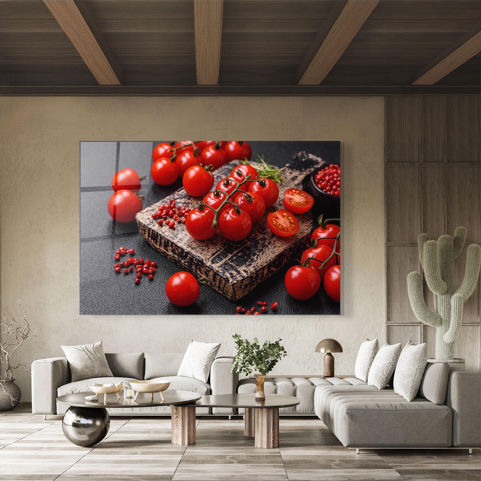 Glasbild Fresh Cherry Tomatoes mockup 8